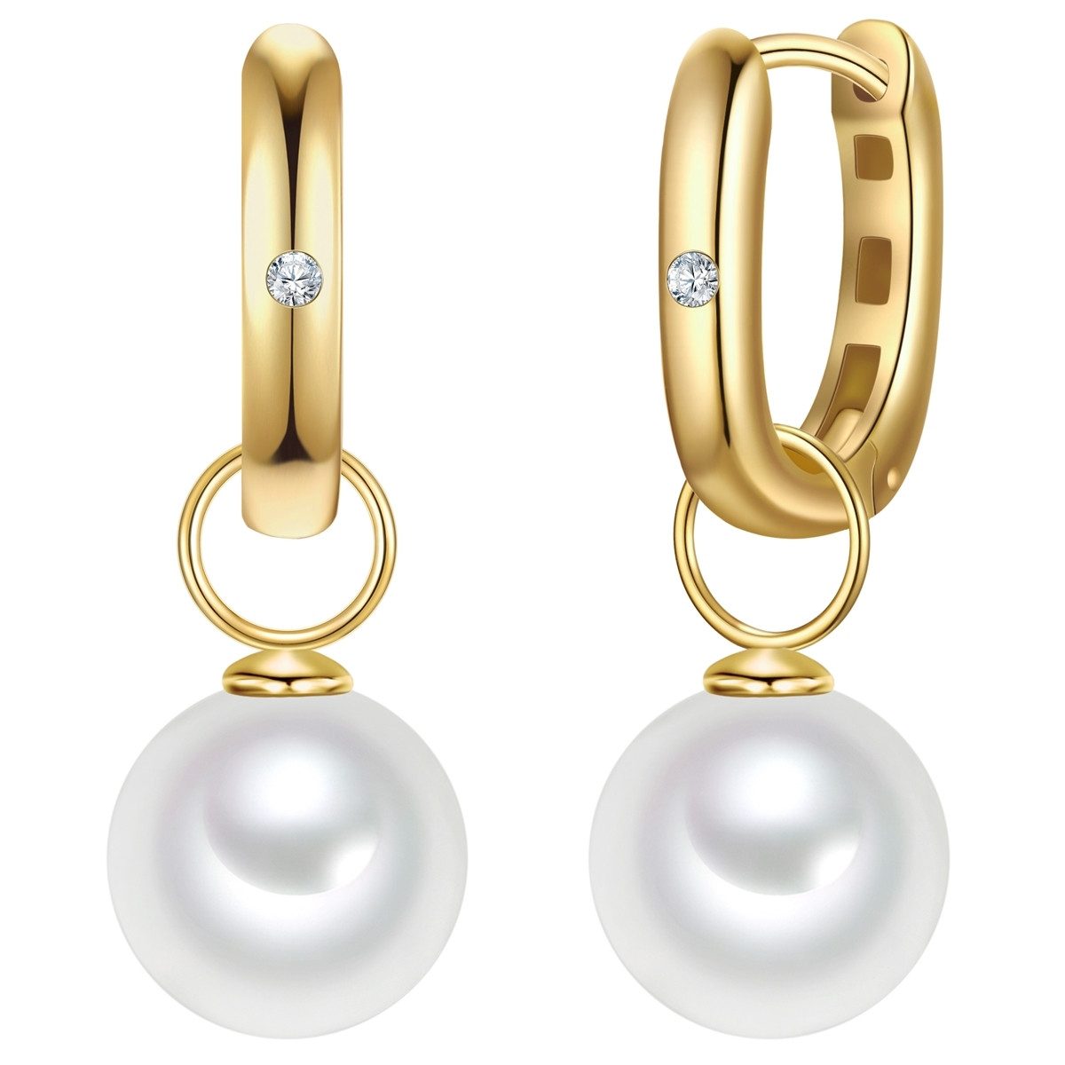 Rafaela Donata Paar Creolen gelbgold, mit Zirkonia günstig online kaufen