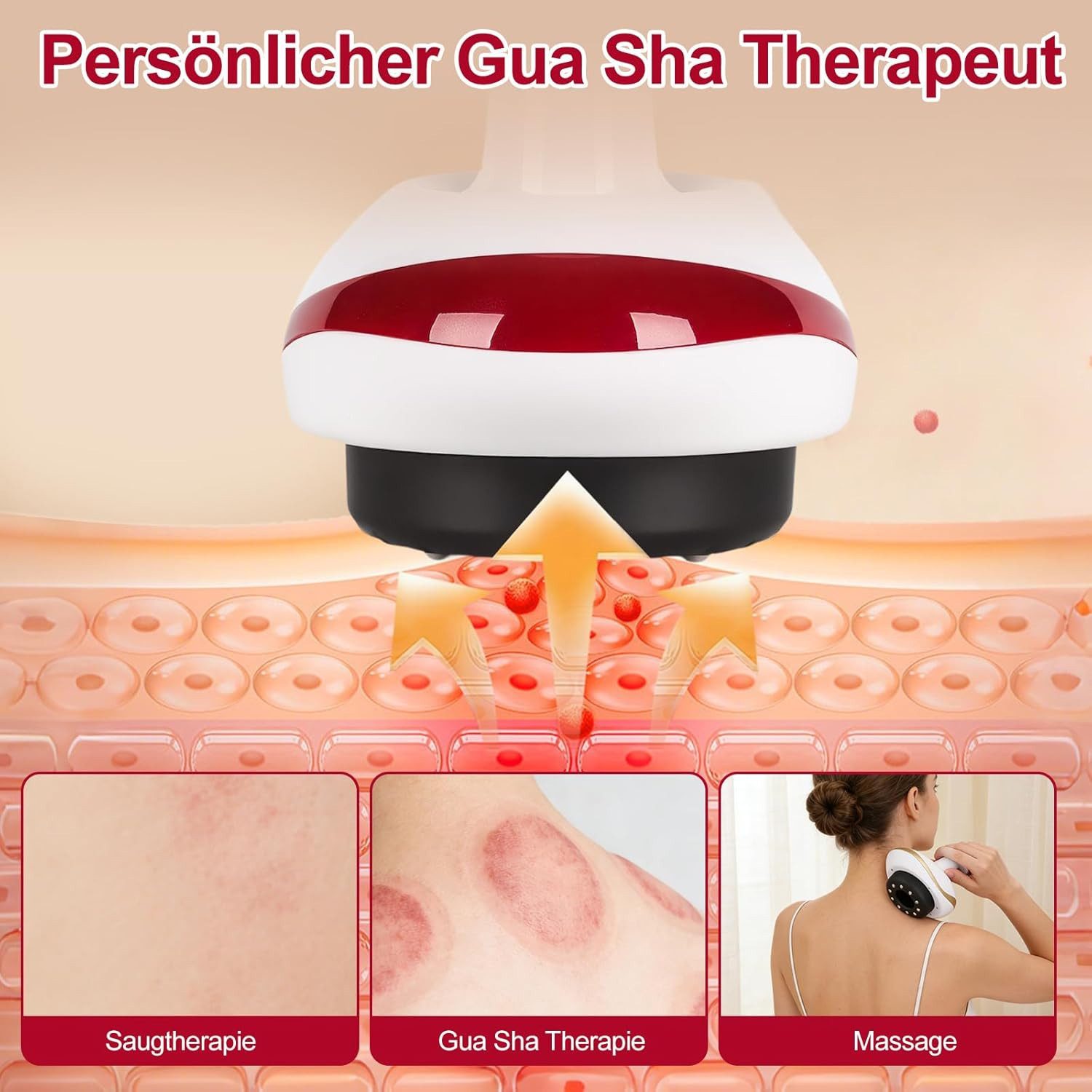 Athlix Massagegerät Körpermassagegerät Saugnapf Heizung Fett Brenner, 6-Gang-Massage + 6-Gang-Heizung – Bild 4 von 5