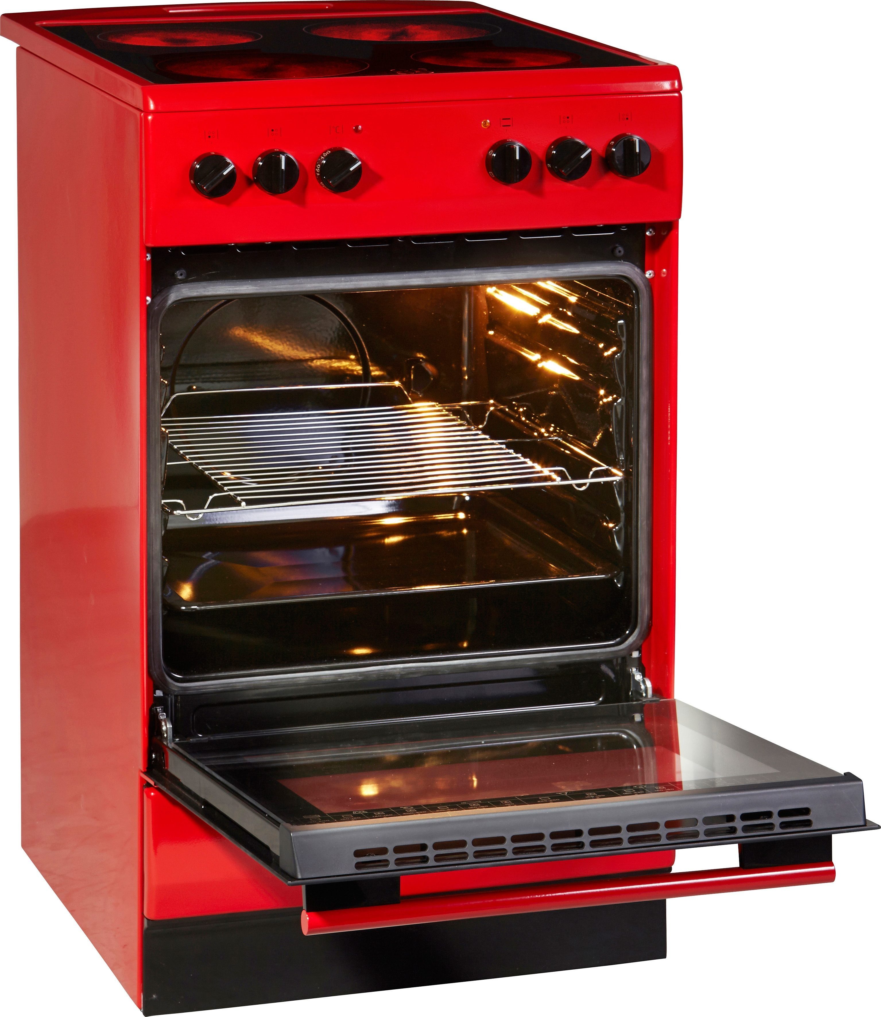 Amica Elektro-Standherd SHC 11506 R, Steam Clean, Komfortables Kochen und Backen mit übersichtlicher Handhabung