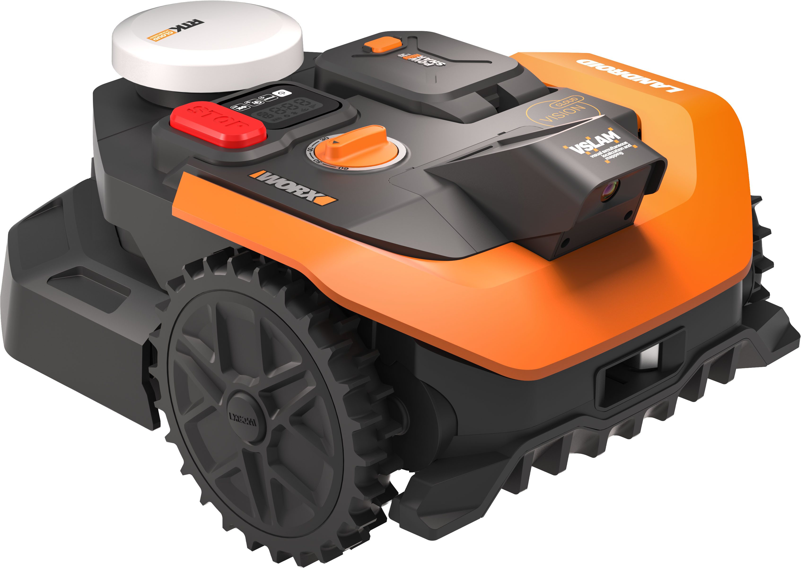 Worx Rasenmähroboter Landroid Vision Cloud WR303E 2WD ohne Begrenzungskabel, Auto-Mapping, bis 300 m² Rasenfläche, (KI-Hinderniserkennung, VSLAM+ RTK Cloud Navigation), App-Steuerung