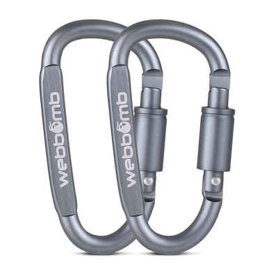 WEBBOMB Karabiner Haken 8 cm Karabinerhaken Schraubkarabiner für Camping Sport Wandern, (2 St)