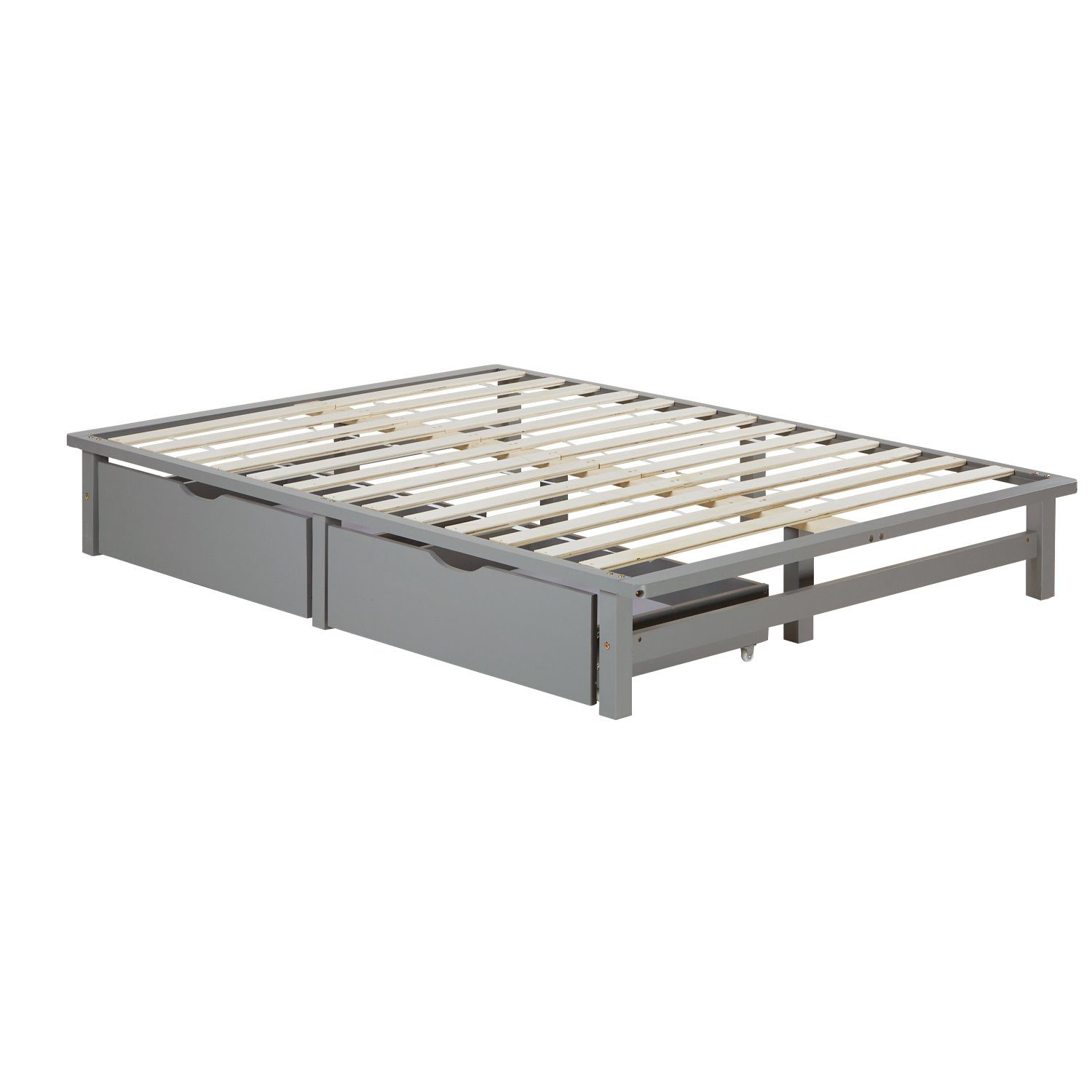 Homestyle4u Holzbett 90x200 100x200 140x200 Palettenbett Kiefer Natur Bettkasten Schublade (Set mit Lattenrost, 2x Bettkasten/Schublade), 140x200
