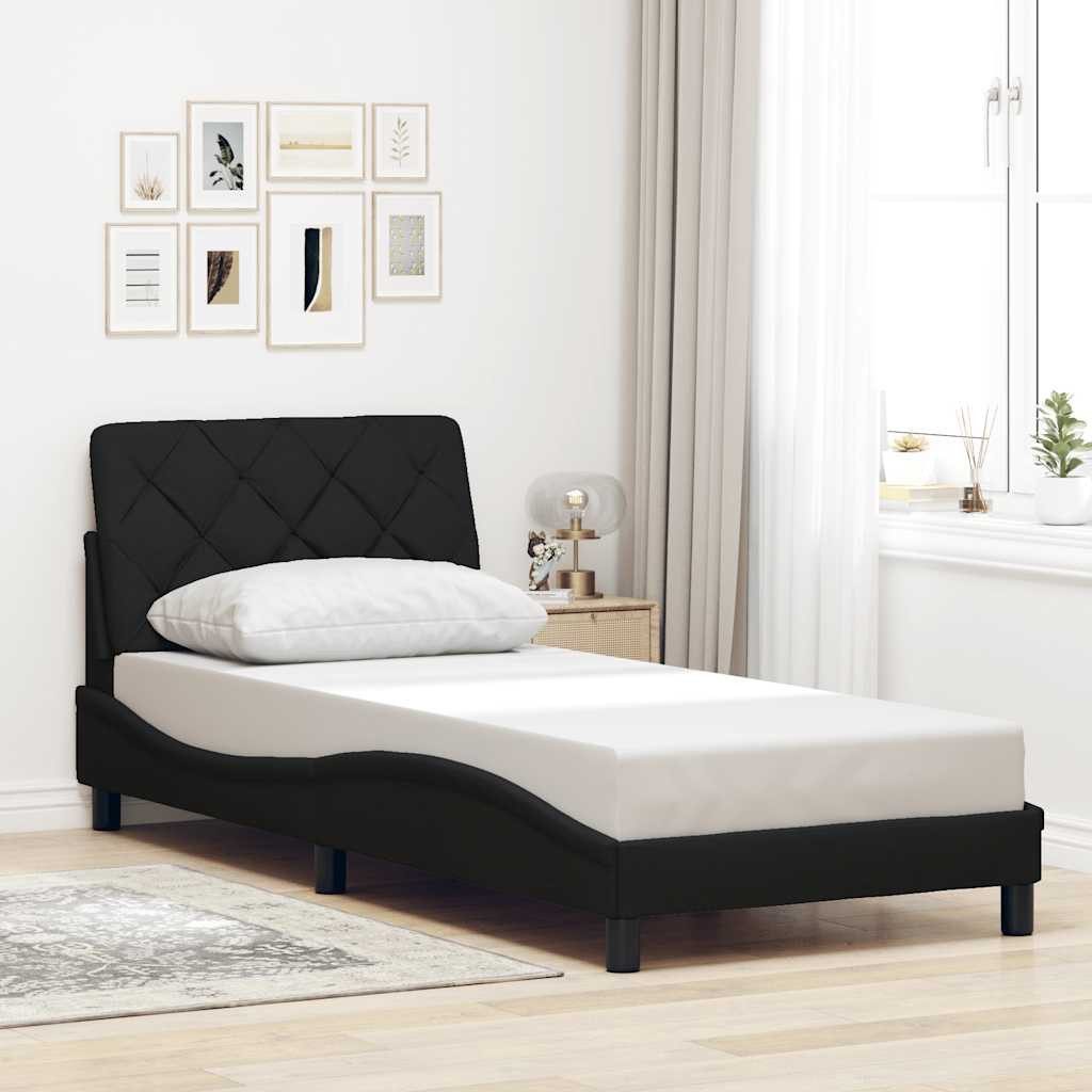 vidaXL Bett Bettgestell ohne Matratze Schwarz 90x200 cm Stoff