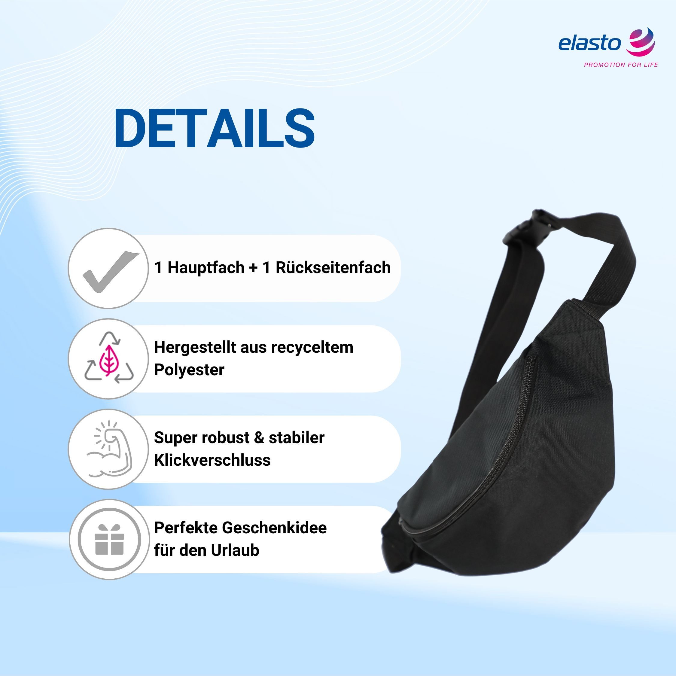 elasto Tragetasche Bauchtasche EXPLORER aus recyceltem Material - Gürteltas günstig online kaufen