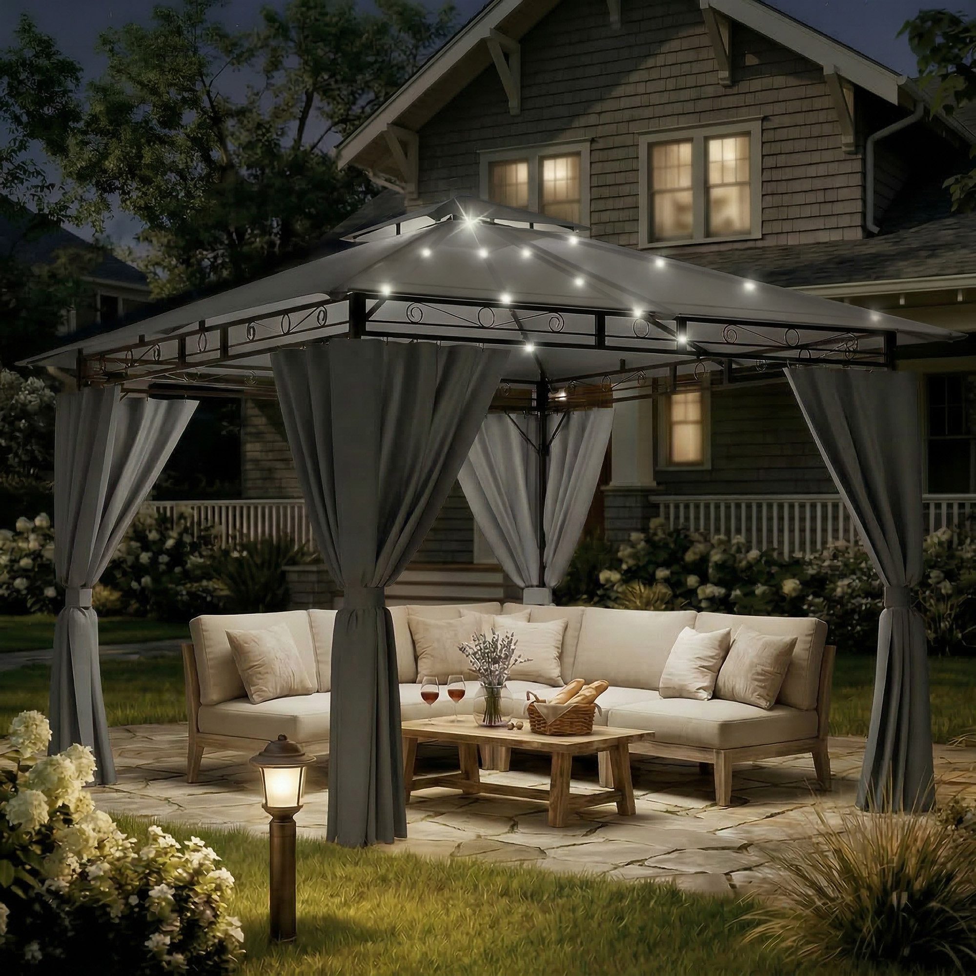 Pavillon 300x300/400/600, UV-Schutz 50+, mit integrierter LED-Beleuchtung