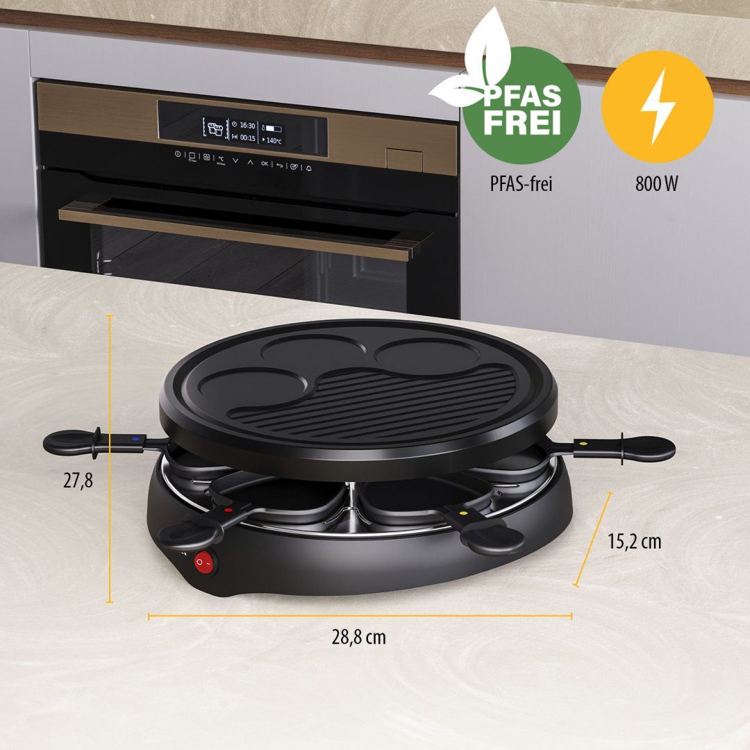 Tristar Raclette Tristar RA-2998 Raclette – Für 6 Personen – Grillplatte mit Crêpe-Form, 6 Personen - Grillplatte mit Crêpe-Bereich
