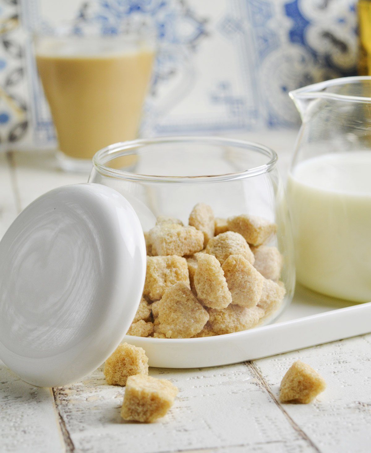 Sendez Milch- und Zuckerset Milchkännchen & Zuckerdose aus Glas und Porzellan