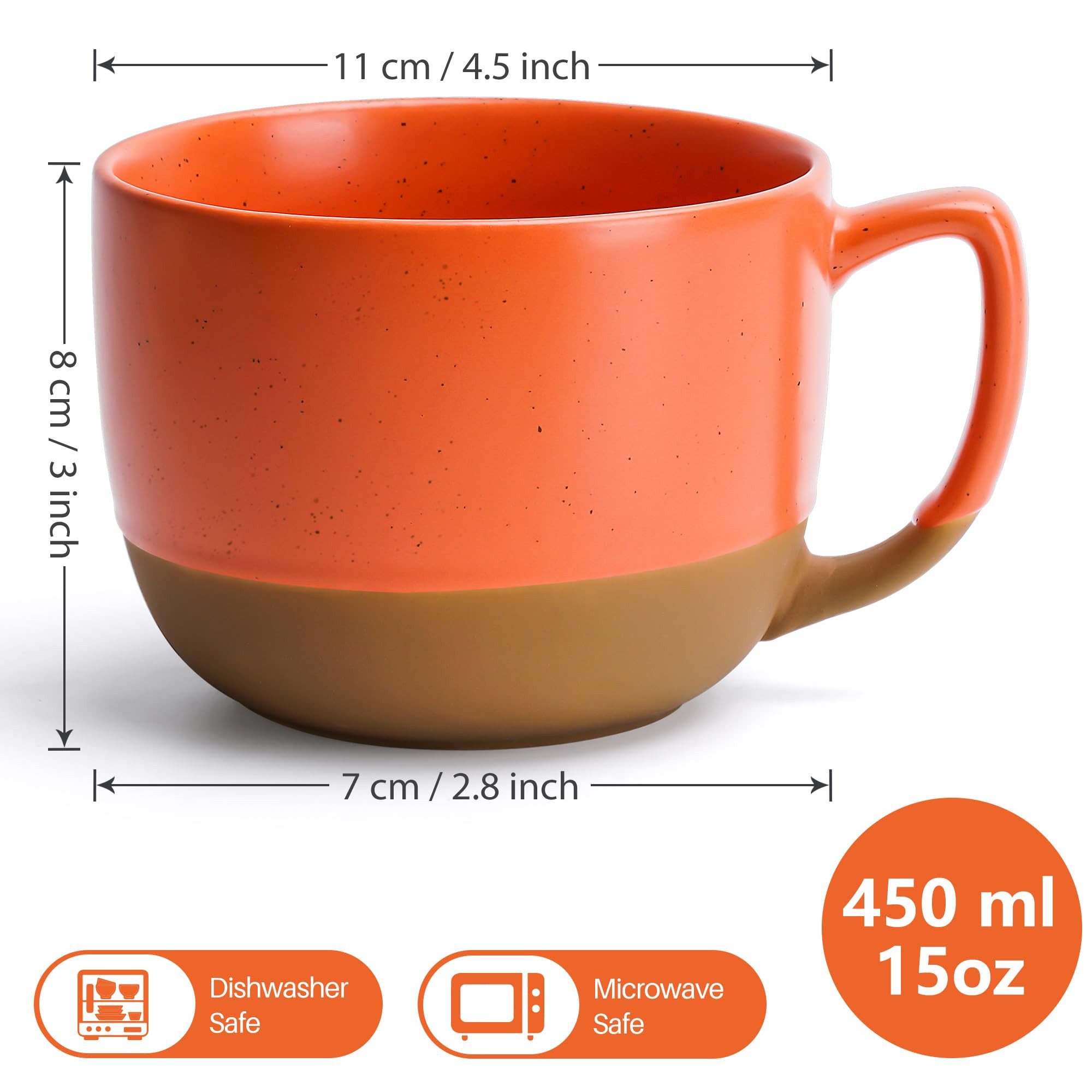 MiaMio Tasse Kaffeetassen Set Aura Kollektion (4 x 450 ml), 4-tlg.