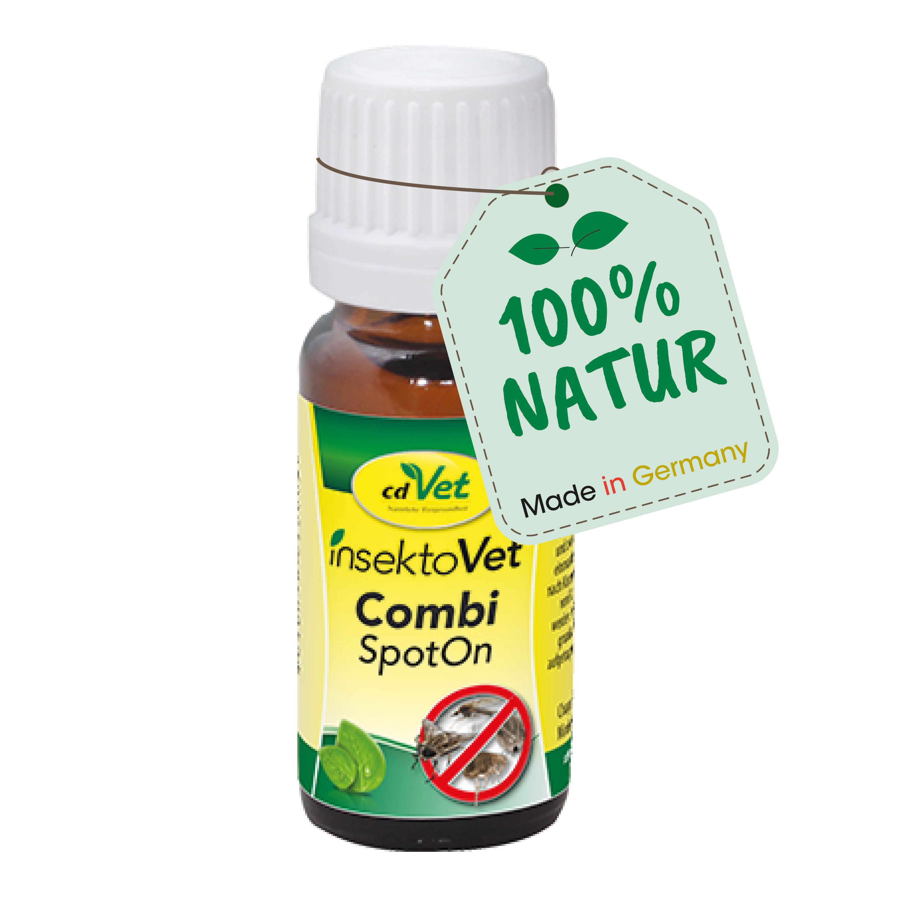 cdVet Tier-Hautpflegemittel insektoVet Combi SpotOn, 10 ml, 10ml reichen für eine Saison, gegen Flöhe, Zecken, Milben