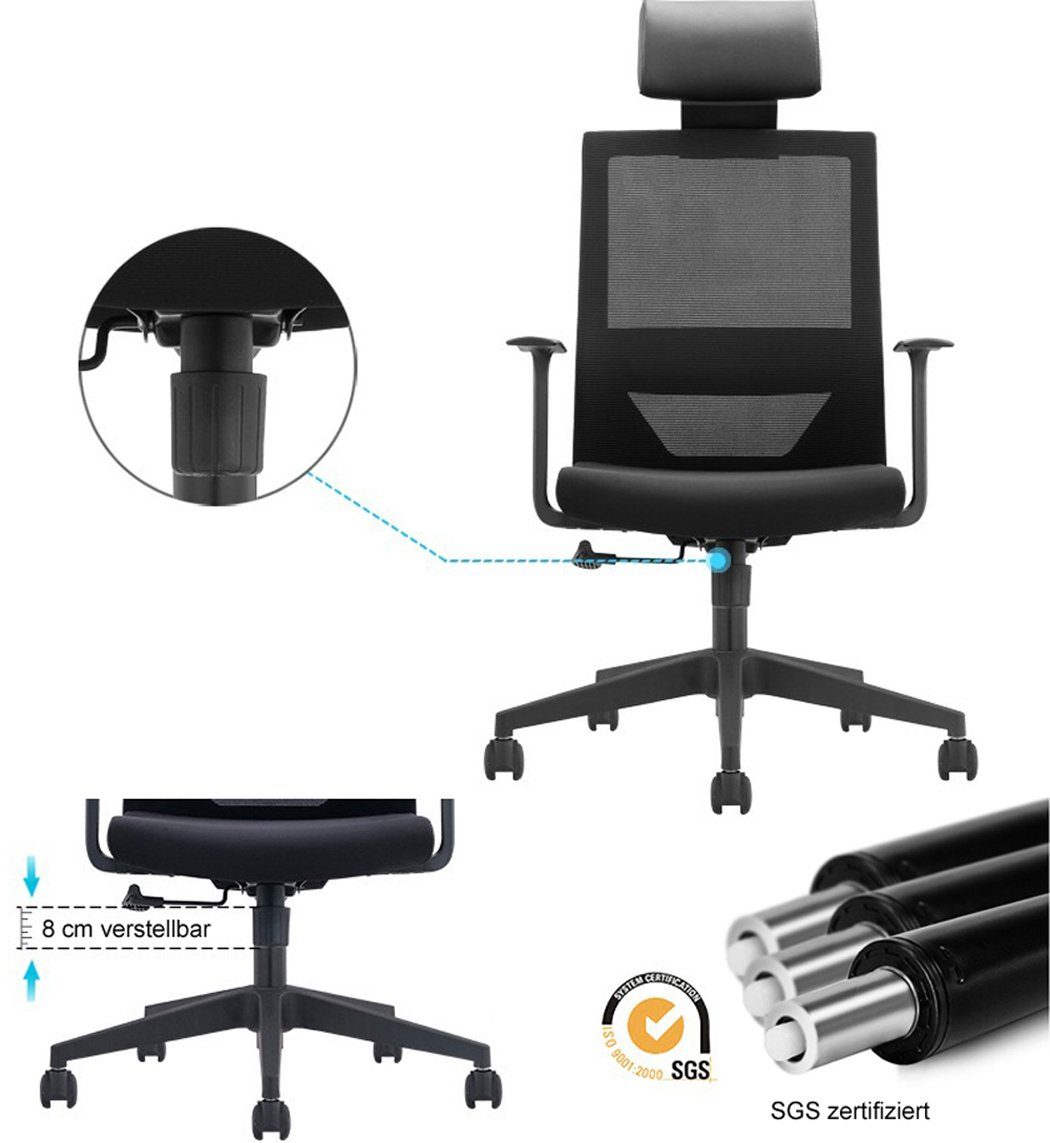 MIIGA einstellbare x atmungsaktiv Rückenlehne ergonomisch Bürostuhl), (1 Bürostuhl