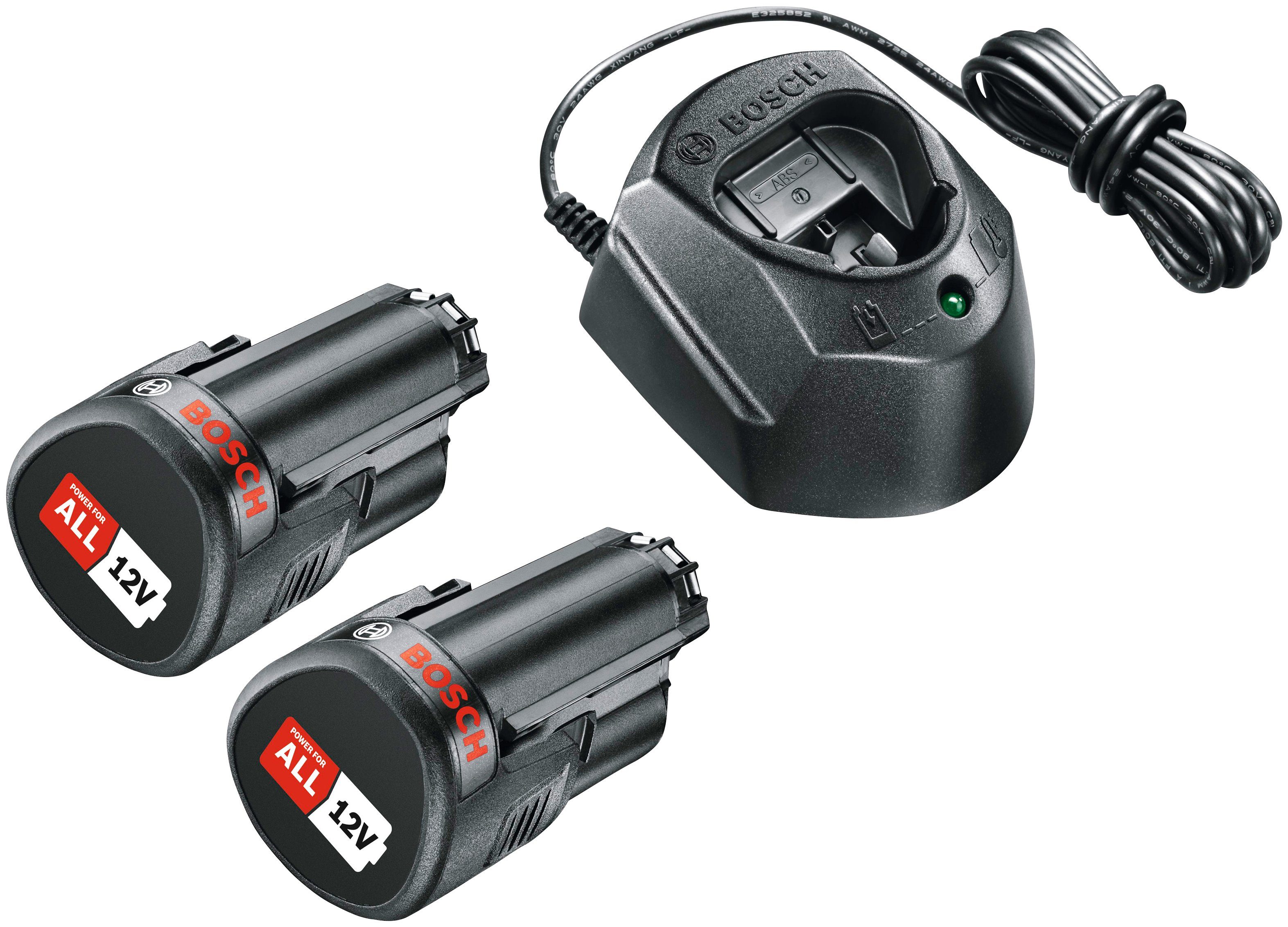 Image of BOSCH »Starter-Set 12 V« Akku-Set, 2x 1,5 Ah/12 Volt Lithium-Ionen Akku mit Ladegerät GAL 1210 CV