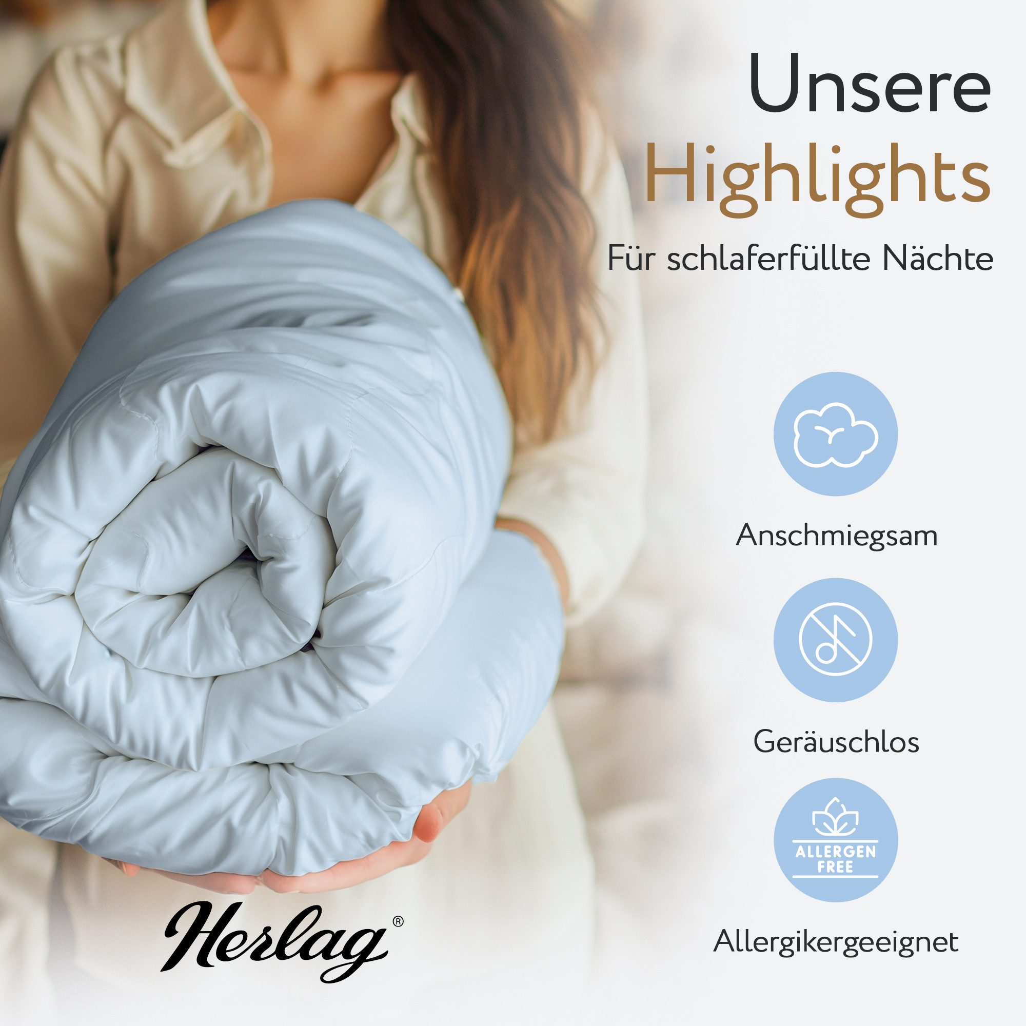 Herlag 4-Jahreszeitenbett 2-in-1 Bettdecke Sommer- & Winterseite Kühlend & Wärmend, Ganzjahresdecke – Bild 5 von 5