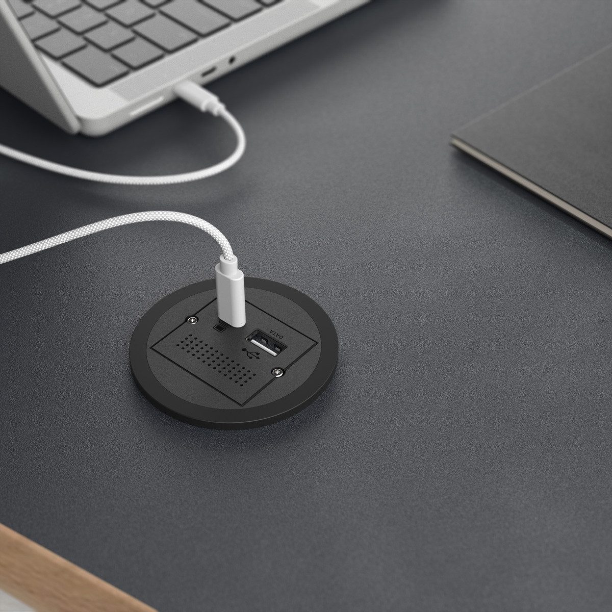 Bachmann PIX 1x ABD mit Zierringen in Weiß und Schwarz Einbau-Tischsteckdosenleiste, 926.010