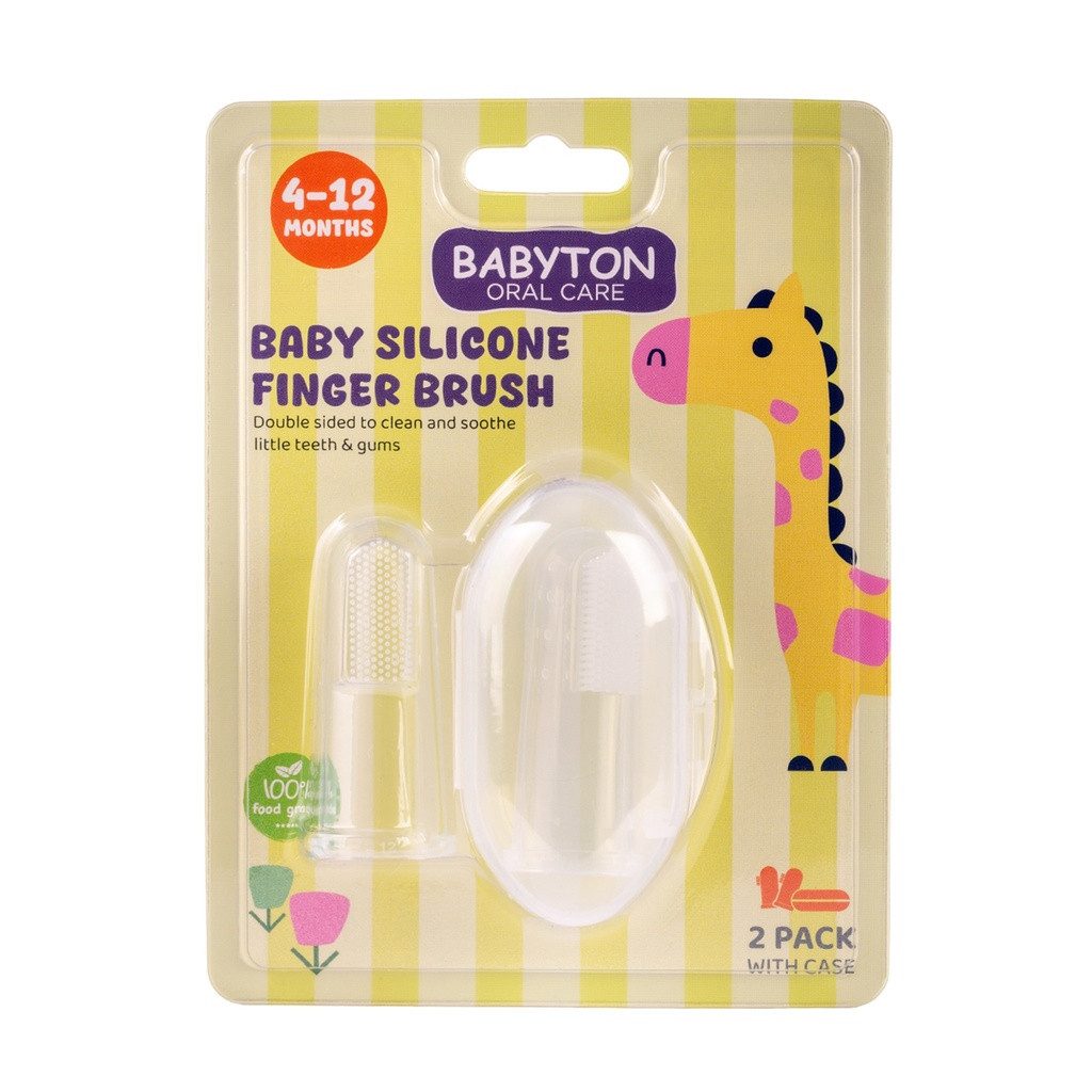 Babyton Lernzahnbürste Babyton Silikon Fingerzahnbürste für Babys, Doppelseitig, BPA-frei