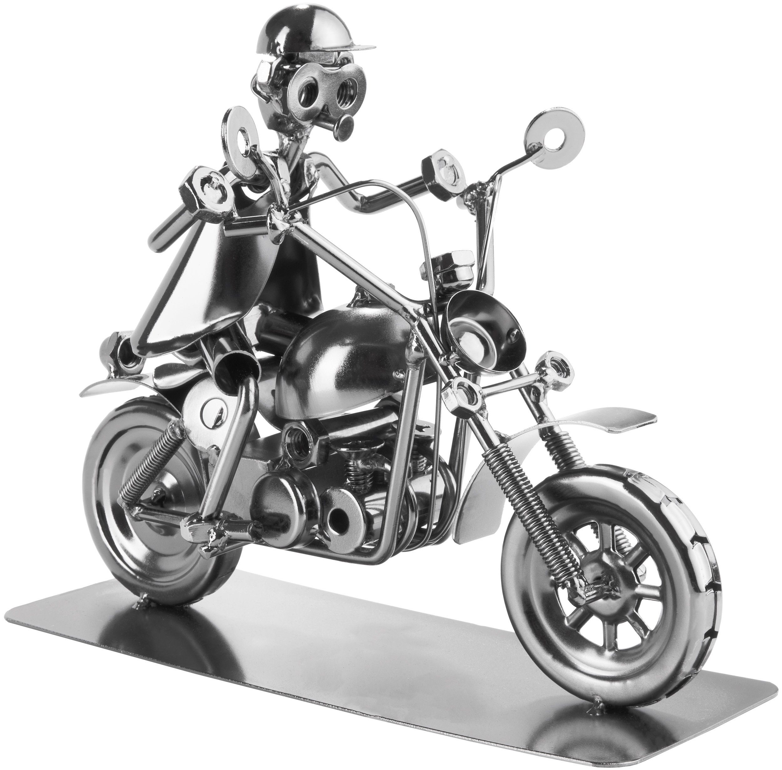 BRUBAKER Dekofigur Metallskulptur Schraubenmännchen Motorradfahrer (1 St), kunstvolle Geschenkfigur für Motorradfahrer*innen und Motorradfans, Metallfigur