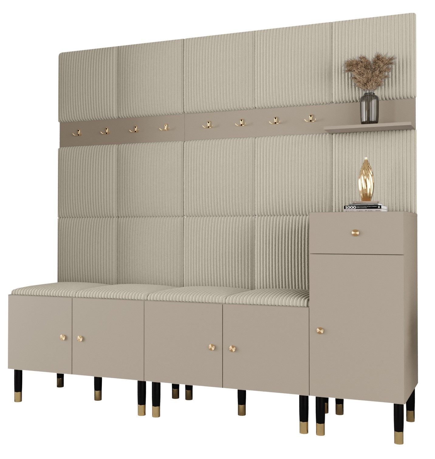 ABIKS MÖBEL Kompaktgarderobe PALERMO Set 8 Garderobe mit gepolsterten Paneelen, Industriell Design