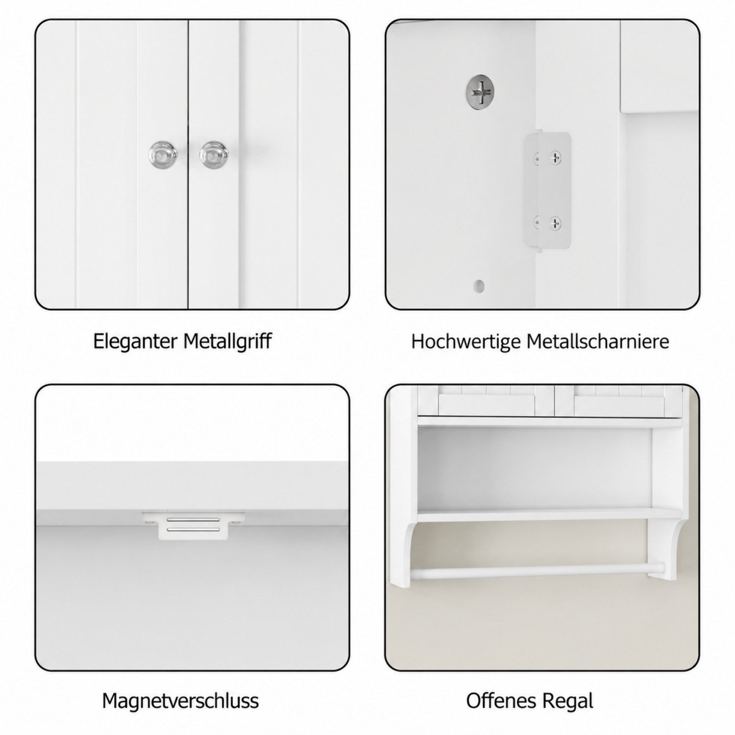ANYSUN Hängeschrank Wandschrank mit 2 Türen,Stauraum,Bad-Hängeschrank mit Handtuchhalter (1-St., Einzelstück) mit herausnehmbaren Einlegeböden,5 einstellbare Hö – Bild 5 von 5