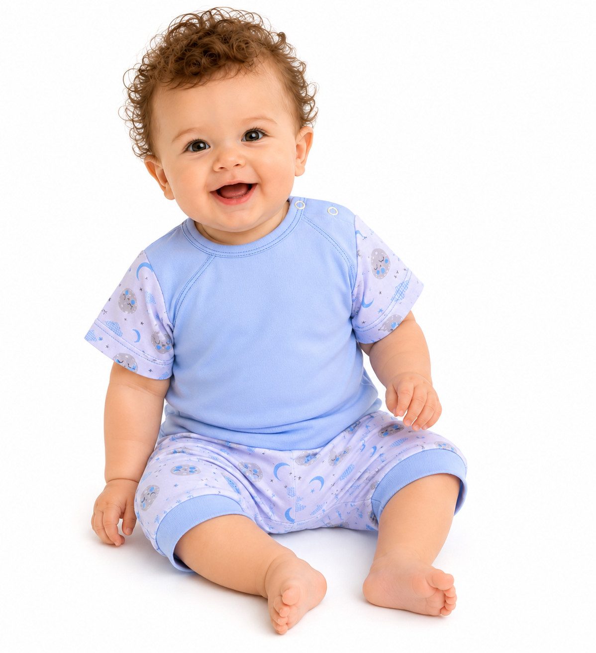 Shirt & Shorts Sommer Anzug Baby Set kurze Pumphose und T-Shirt in Blau