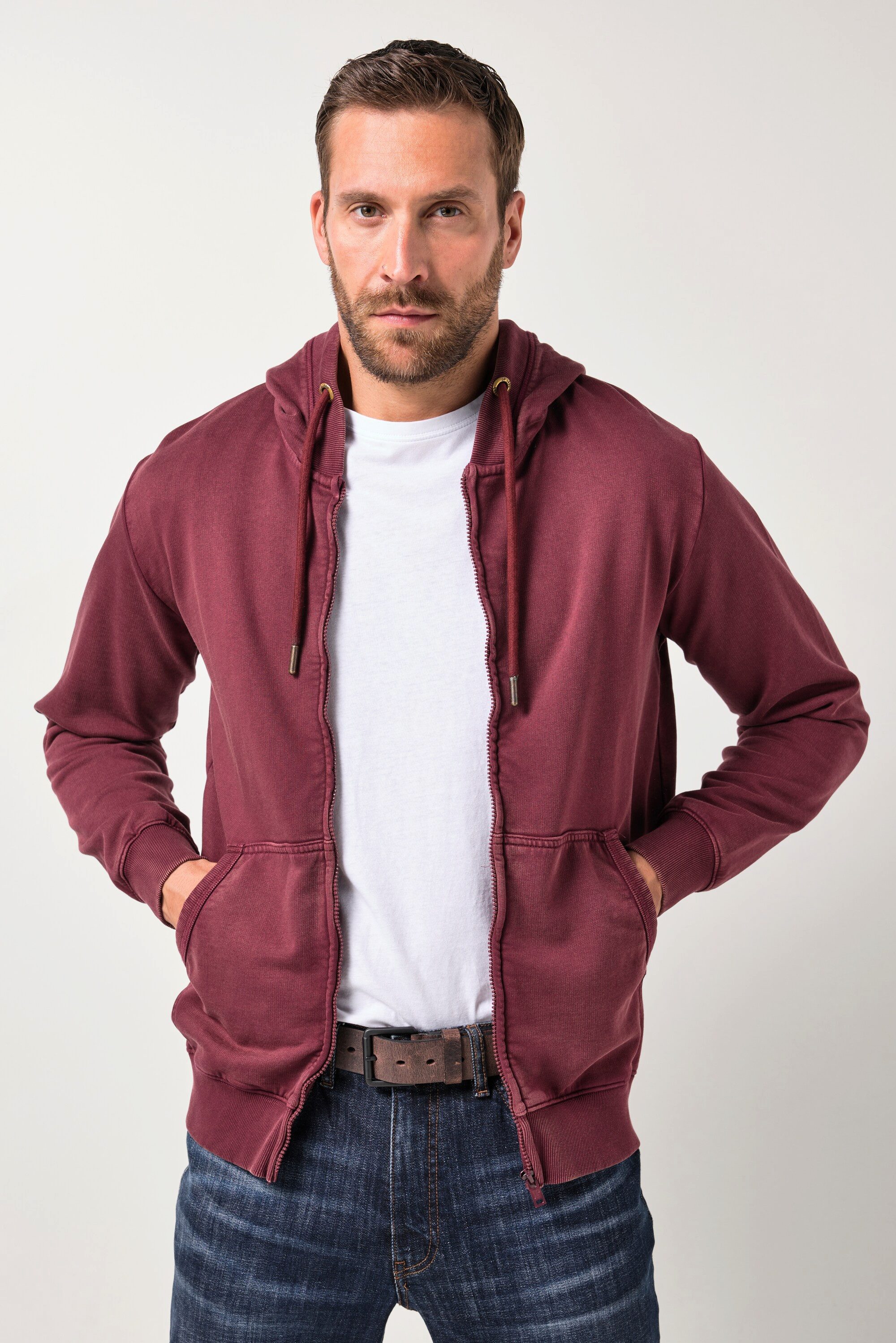 JP1880 Fleecejacke Sweatjacke Kapuze Vintage Look