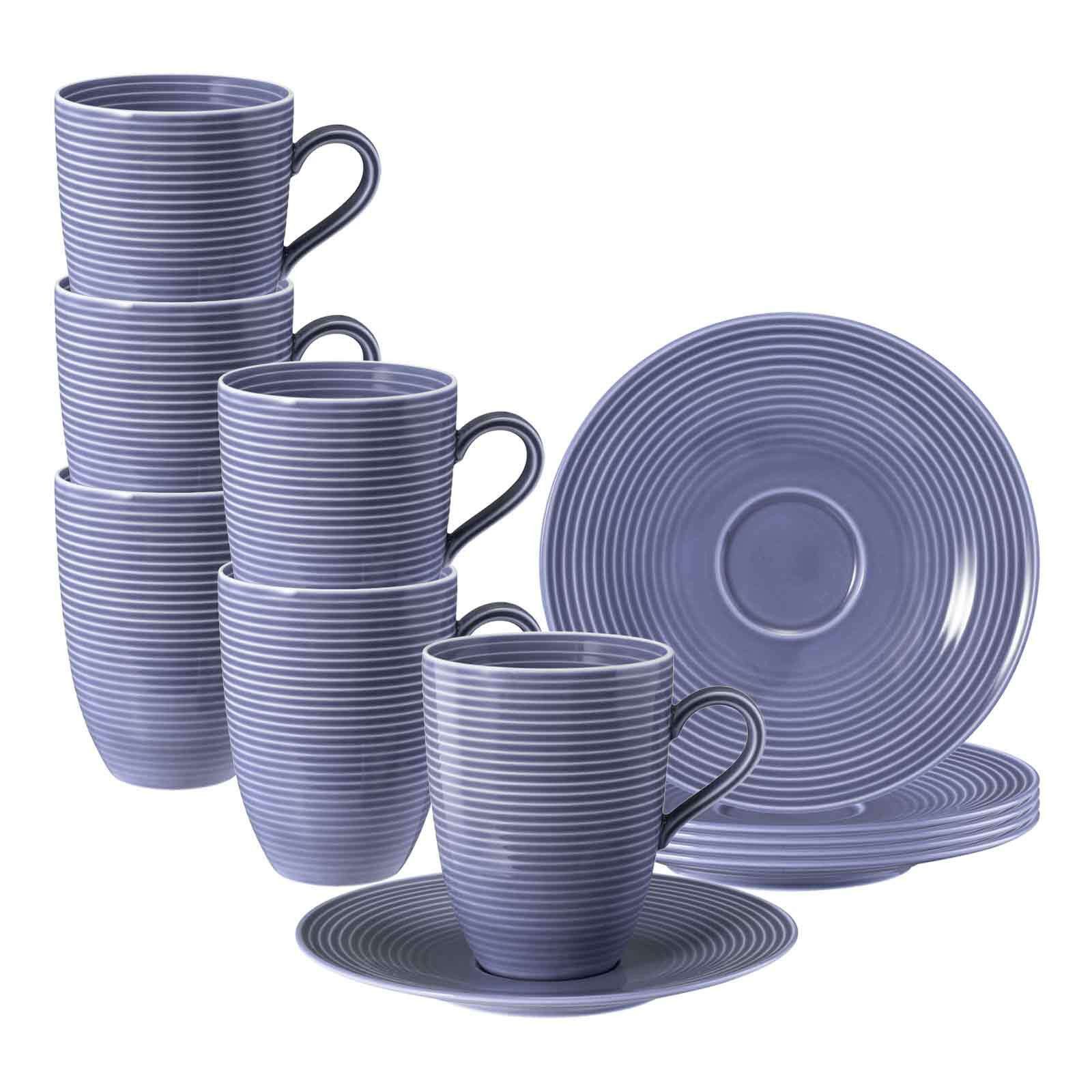 Seltmann Weiden Tasse Beat Color Glaze Henkelbecher mit Untertassen, Porzellan