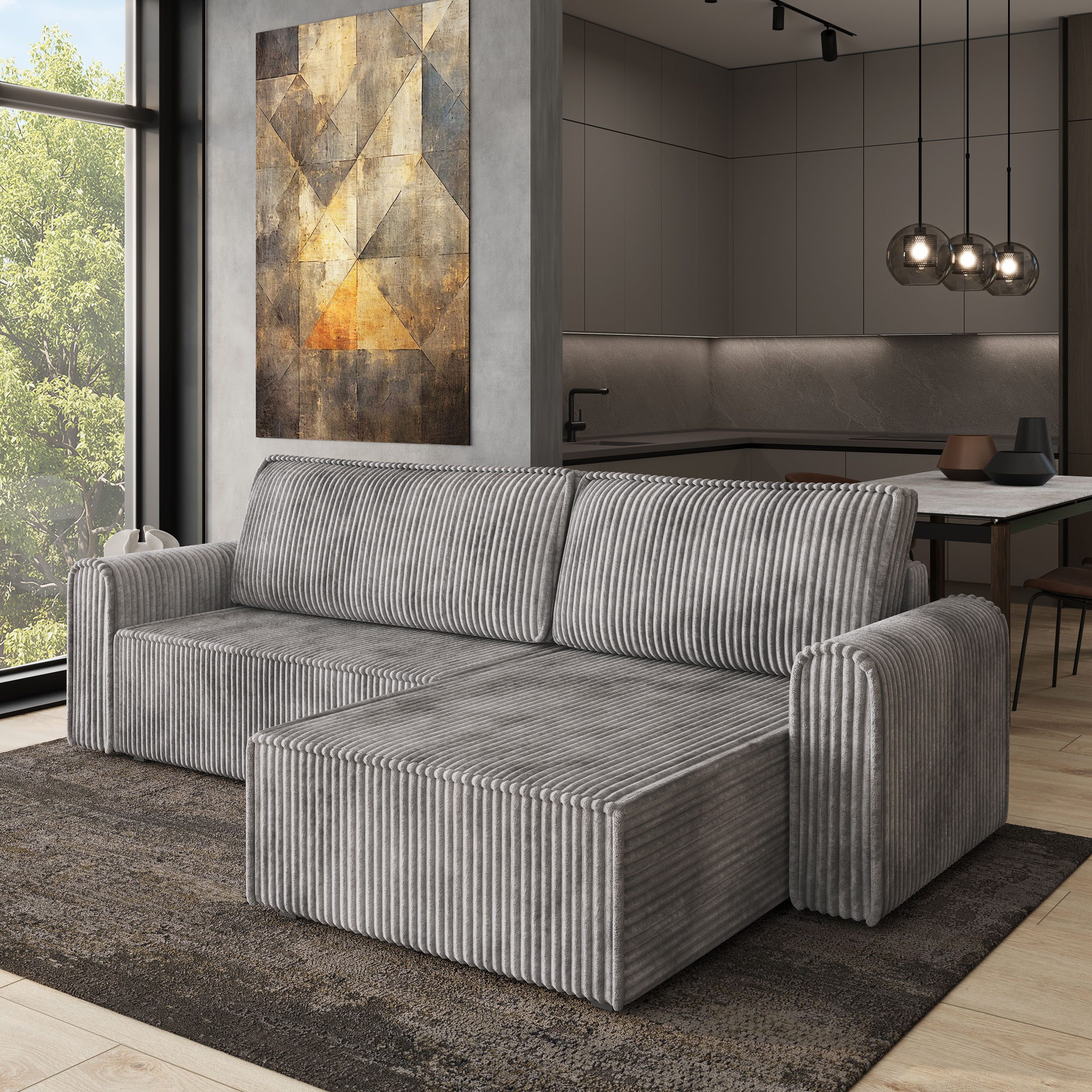 Masseno Ecksofa VALTINO mit Schlaffunktion L-Form, Sofa mit Bettkasten