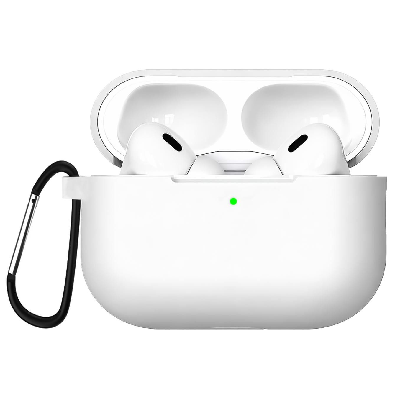 CoolGadget Kopfhörer-Schutzhülle Basic Silikon Hülle für AirPods Pro 2 Schutzhülle mit Karabiner, Soft Touch Case, stoßfest, rutschfest, 360° Schutz, kabellos ladbar