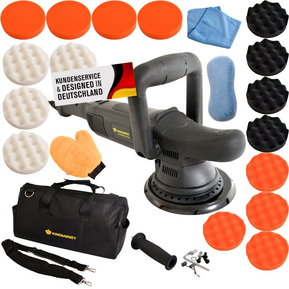 PROMAFIT Exzenter Poliermaschine Poliermaschine 810 W 15mm Hub (M), 1650  min. U/min, 4800 max. U/min, (Set, M), ohne Akku und Ladegerät,  Poliermaschine für Rechts- und Linkshänder