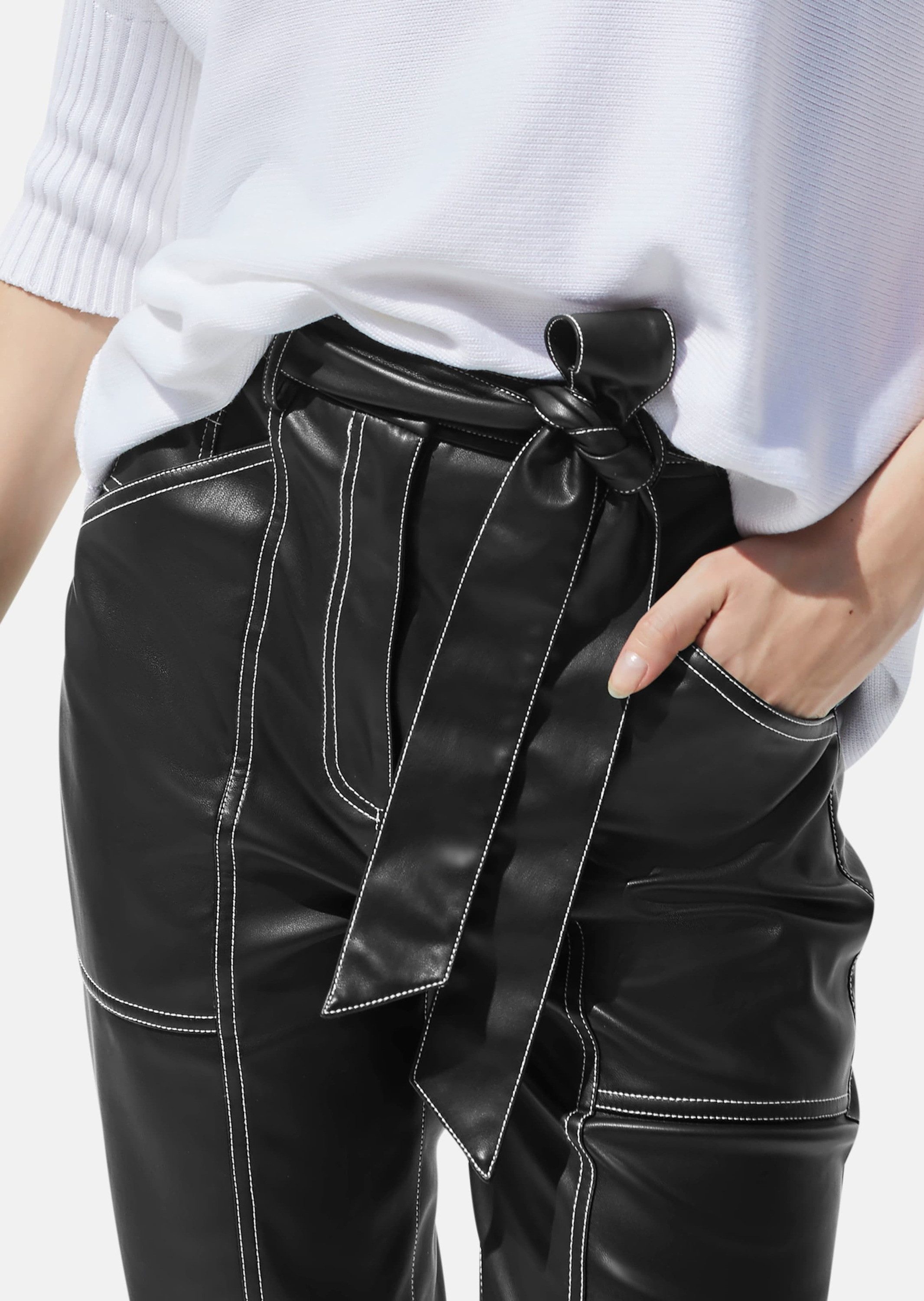 MADELEINE Stoffhose Kunstlederhose