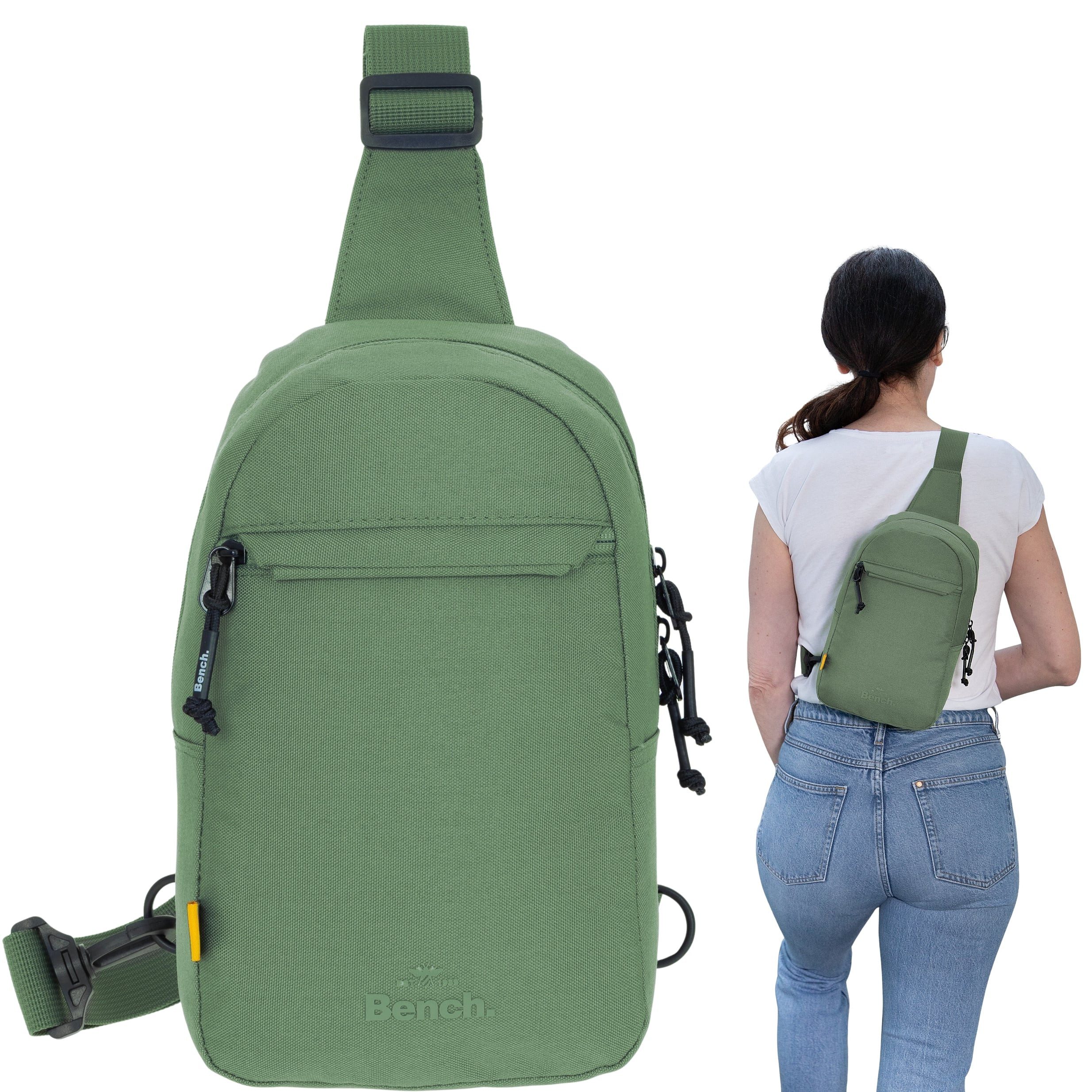 Bench. Umhängetasche Rucksack Crossbody Sling Bag Damen Herren klein, Fahrrad Tasche Konzert Festival Bag Umhängetasche + Etui