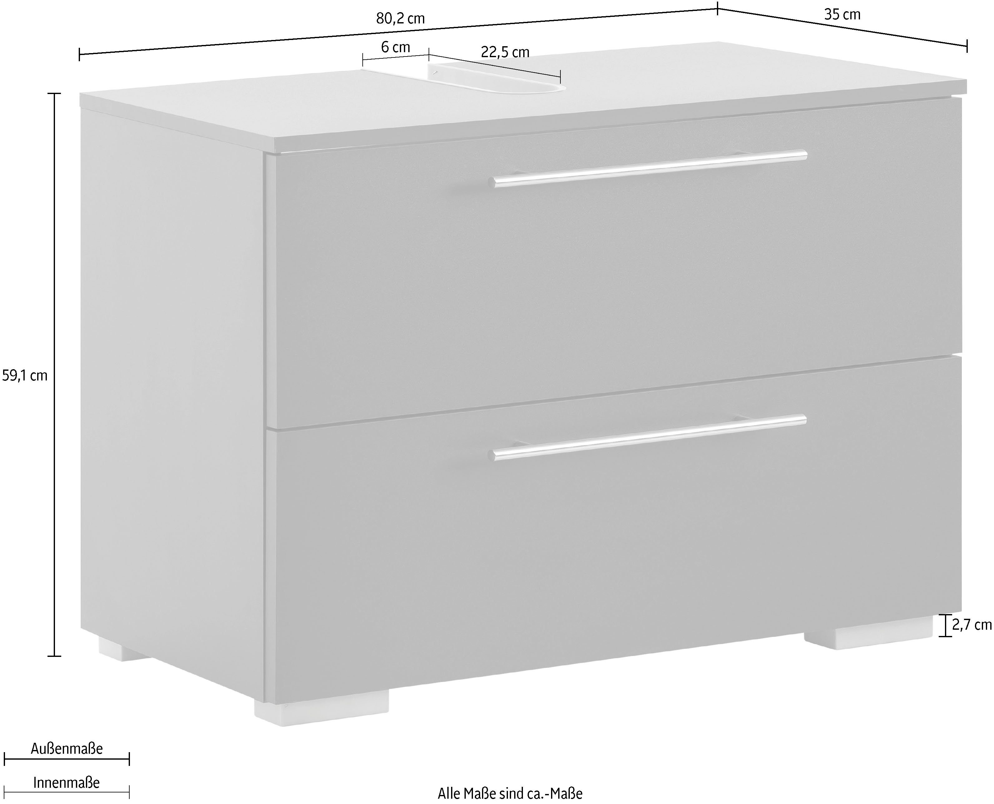 welltime Waschbeckenunterschrank Carlos, Waschbeckenunterschrank, Made in Germany, B: 80 cm Solide Verarbeitung - Dieses Produkt ist in Deutschland gefertigt – Bild 3 von 4