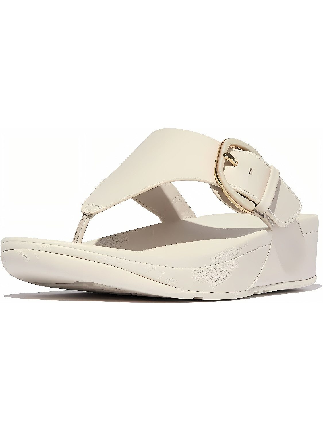 Lulu Resin-Buckle Leather Toe-Post Sandals Sandale