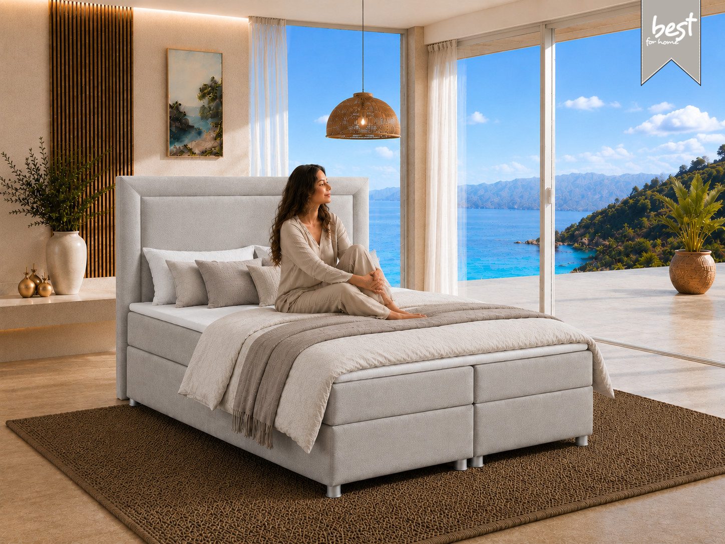 Best for Home Boxspringbett Trinity K3 mit zwei Bettkasten & Komfort Topper H3 (Polsterbett Doppelbett Boxbett mit gepolstertes Kopfteil, versch. Größen, 140x20 – Bild 2 von 5