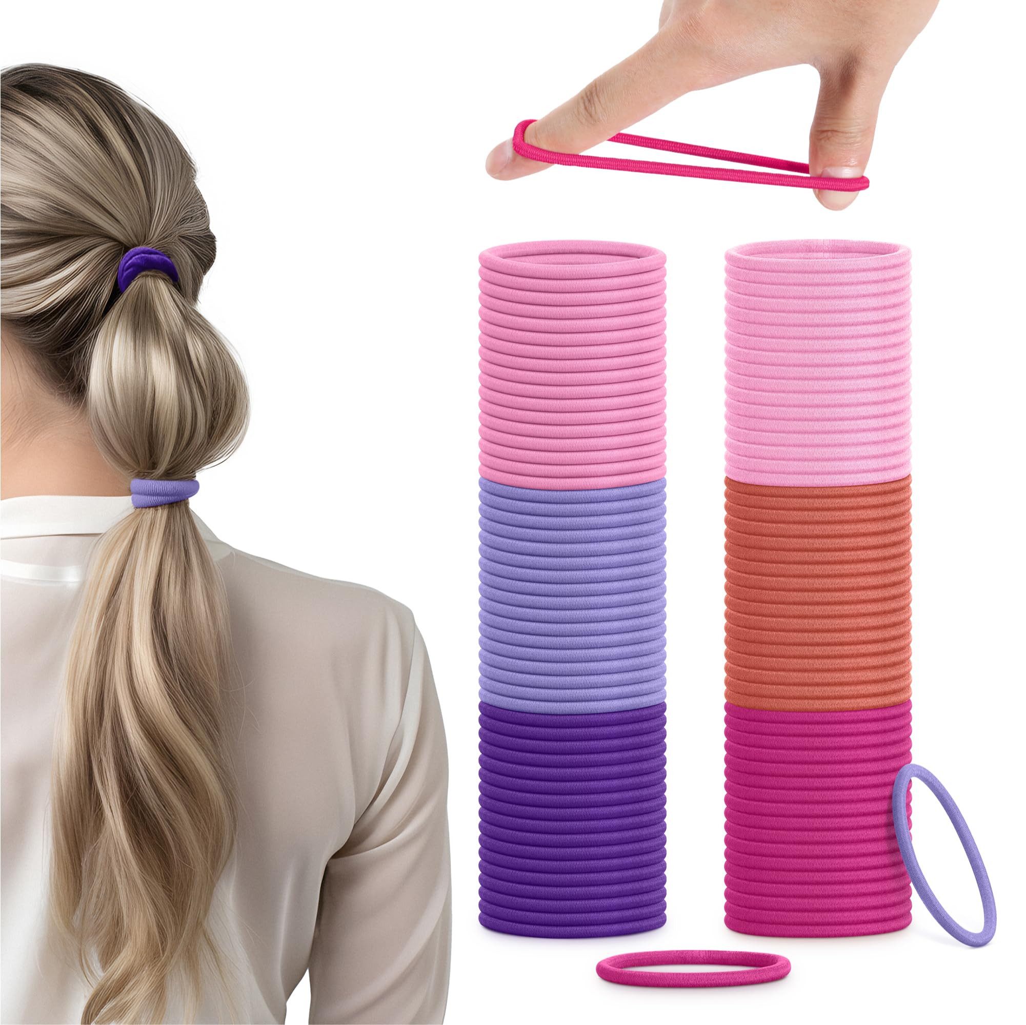 H&S Haargummi Haargummi Set für Mädchen pink - 100 Stück Zopfgummis 4mm klein, 100-tlg.