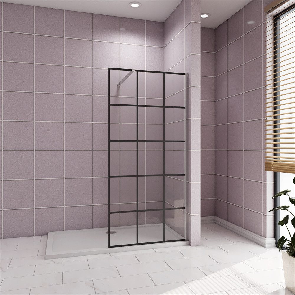 AICA Duschwand Walk in Dusche 8mm Nano mit Gitter Trennwand Duschkabine, Einscheibensicherheitsglas, (8mm Nano ESG mit Gitter), NanoGlas