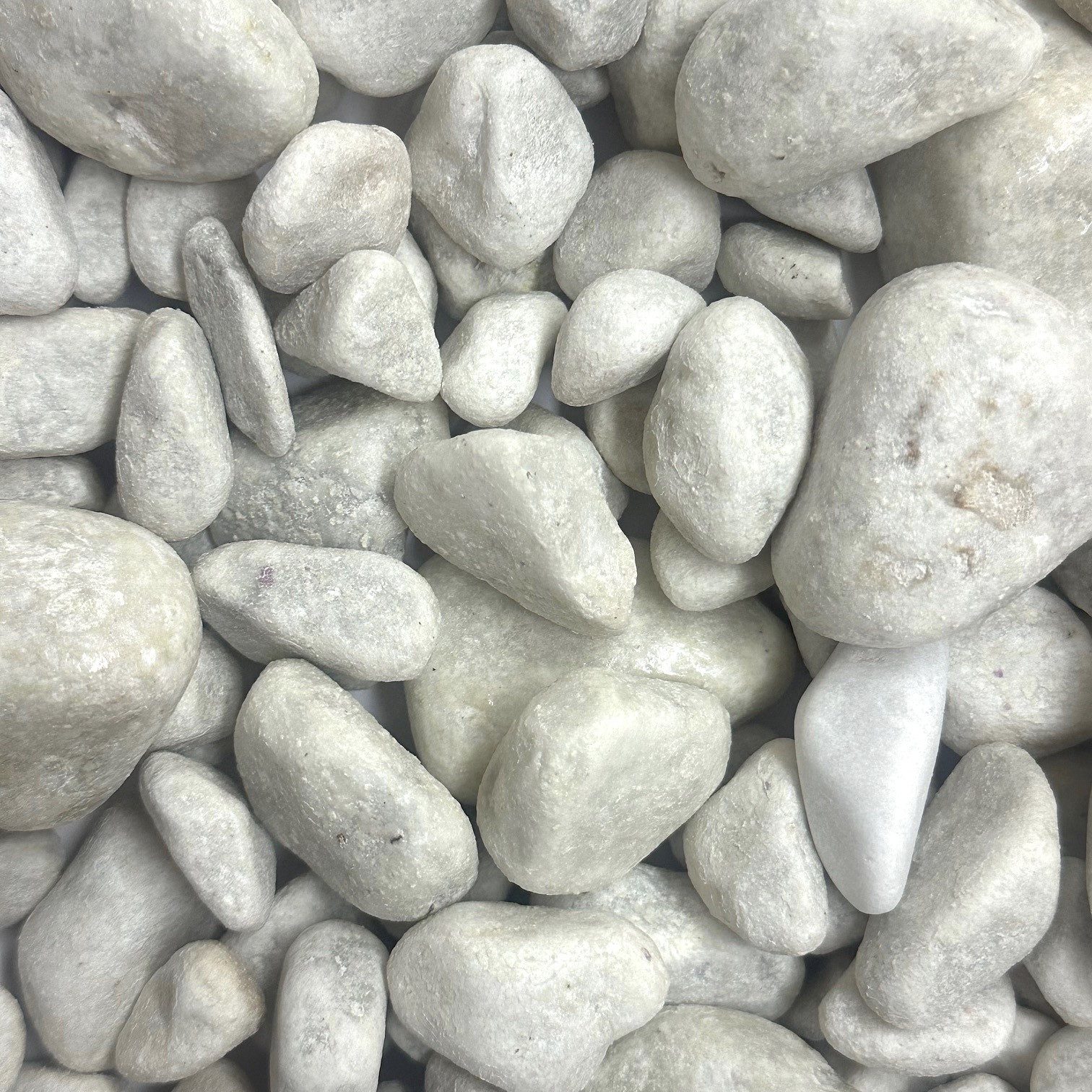 Eurosand Dekokies DEKOSTEINE gerundet MARMOR, 15-50mm 1kg Marmorsteine Grau-Weiß