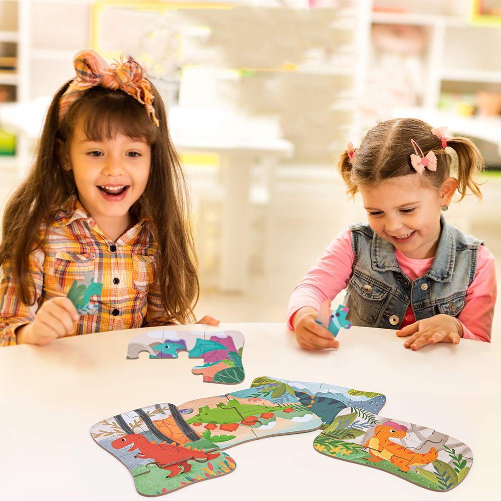 Juoungle Rahmenpuzzle Kinderpuzzle, 5 Puzzleteile Bilds Jungen und Mädchen Puzzles, für Puzzle, Bunt(Dinosaurier) Geeignet