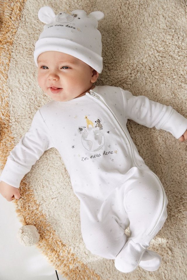 Next Schlafoverall Baby-Schlafanzug mit Reißverschluss und Mütze (2-tlg),  Mode und Accessoires für die ganze Familie