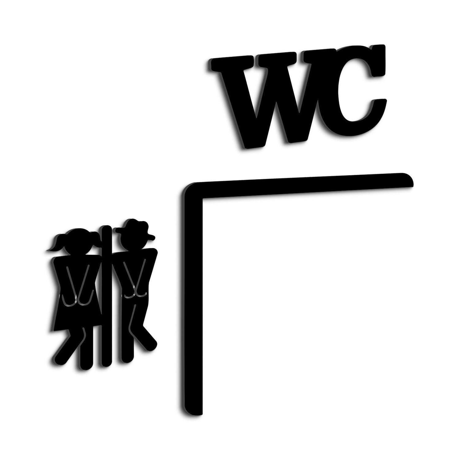 LuxusKollektion Wanddekoobjekt WC Schild Acryl Lustige Figuren 3er Set Schwarz