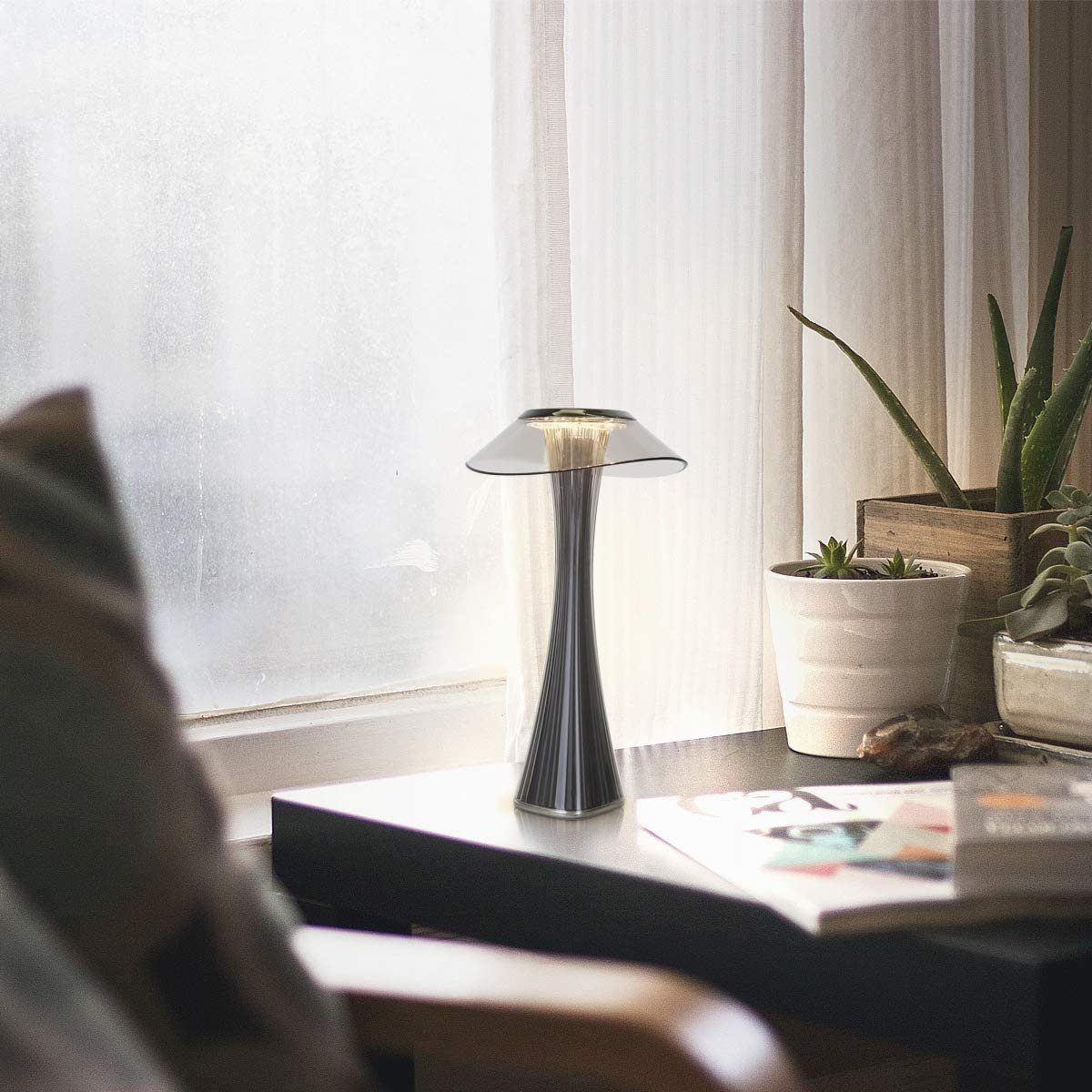 Nettlife LED Nachttischlampe Dimmbar Modern USB mit 3 Helligkeitsstufen Tischleuchte Tischlampe, Dimmbar, LED fest integriert, Kaltweiß, Naturweiß, Warmweiß, für Schlafzimmer, Büro, Wohnzimmer, Arbeitszimmer