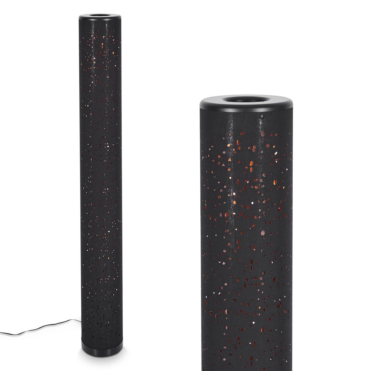 hofstein Stehlampe »Laerru« runde Bodenlampe aus Metall/Stoff in Schwarz/Ku günstig online kaufen