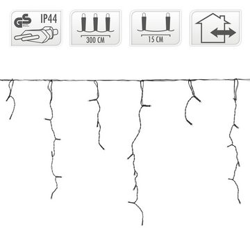 ECD Germany Weihnachtsfigur LED Lichtervorhang 3 m mit 90 LEDs Warmweiß IP44, 3m 90 Warmweiße LEDs Eiszapfen IP44 Wasserdicht Innen/Außen