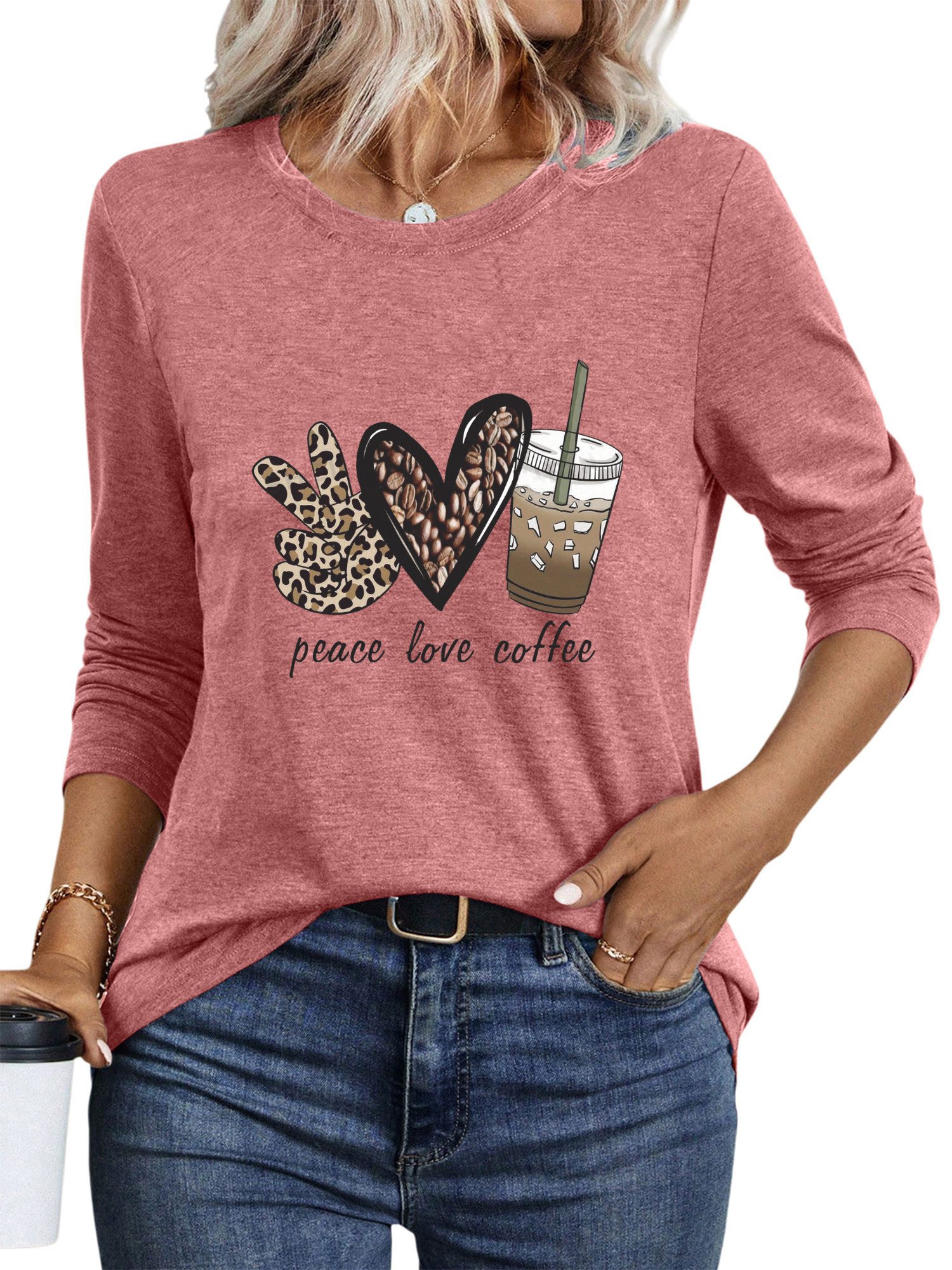 PYLIKE Longsleeve Shirts Damen Casual Liebe Ausgefallene bequemes Langarmsh günstig online kaufen