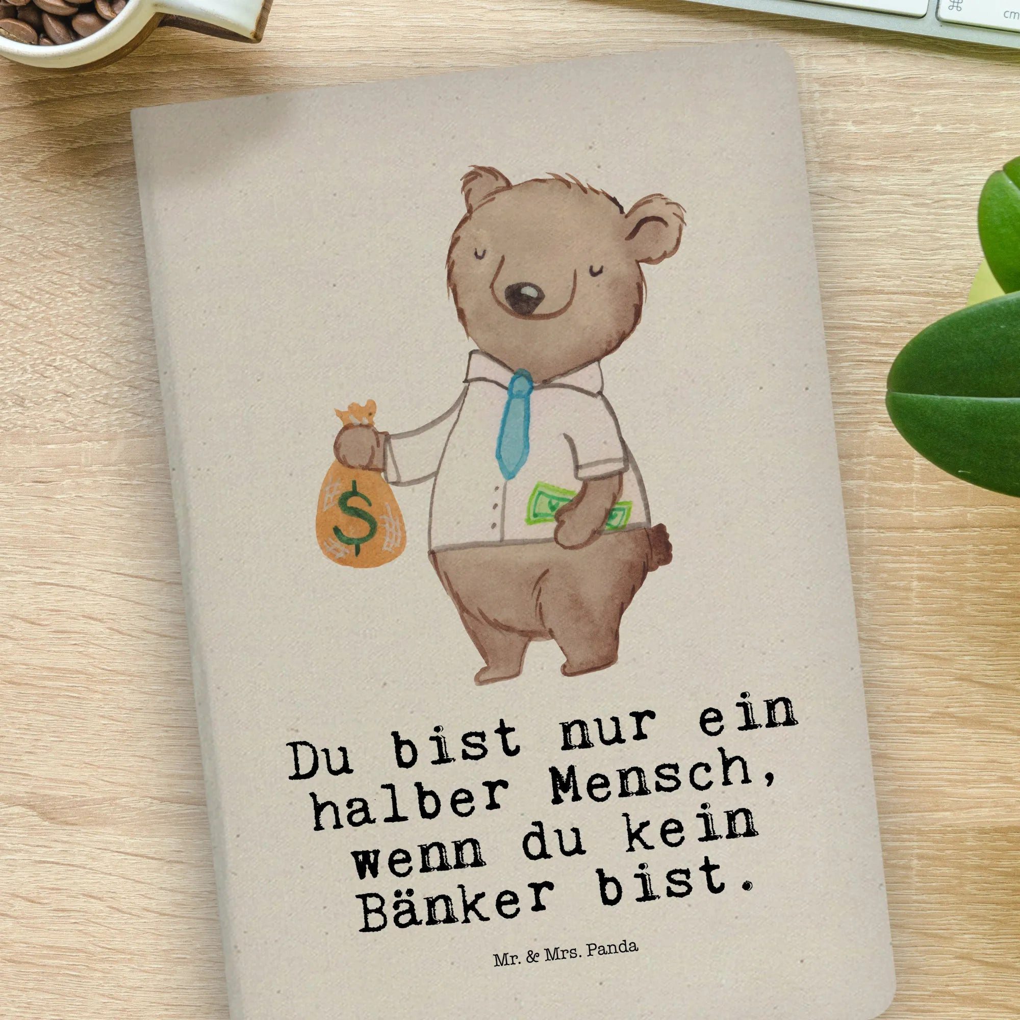 Thumbnail - Mr. & Mrs. Panda Notizbuch Bänker Herz - Transparent - Geschenk, Bankberater, DIN A4 Bullet Jour Mr. & Mrs. Panda, Langl...