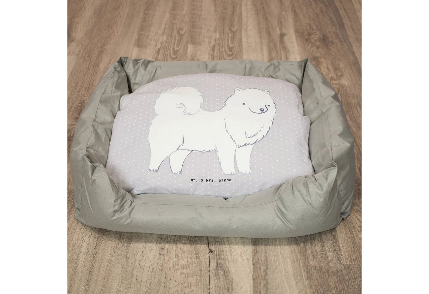 Thumbnail - Mr. & Mrs. Panda Tierbett Samojede Lebensretter - Grau Pastell - Geschenk, Körbchen, Hundekörbc, Ultrabequem