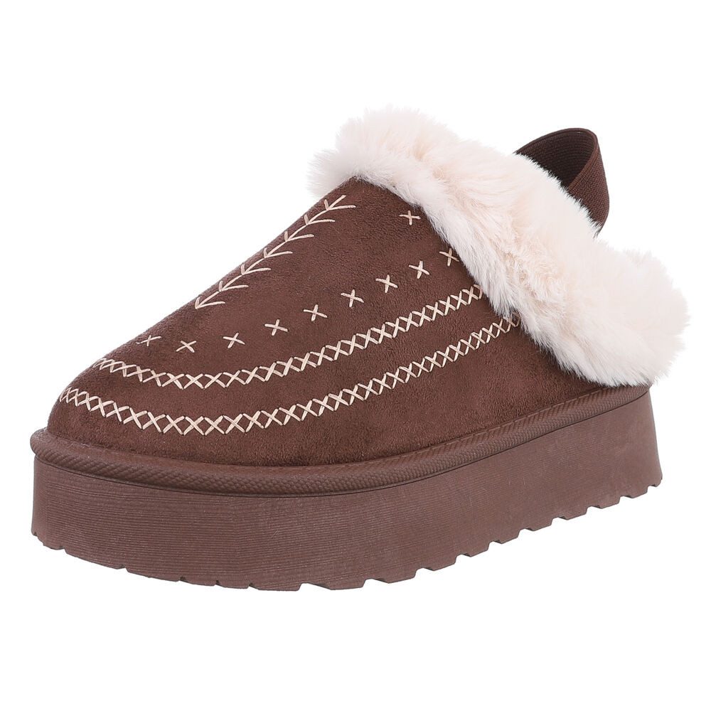 Damen Plüsch Slip-On Schuhe für Alltag und Freizeit Snowboots