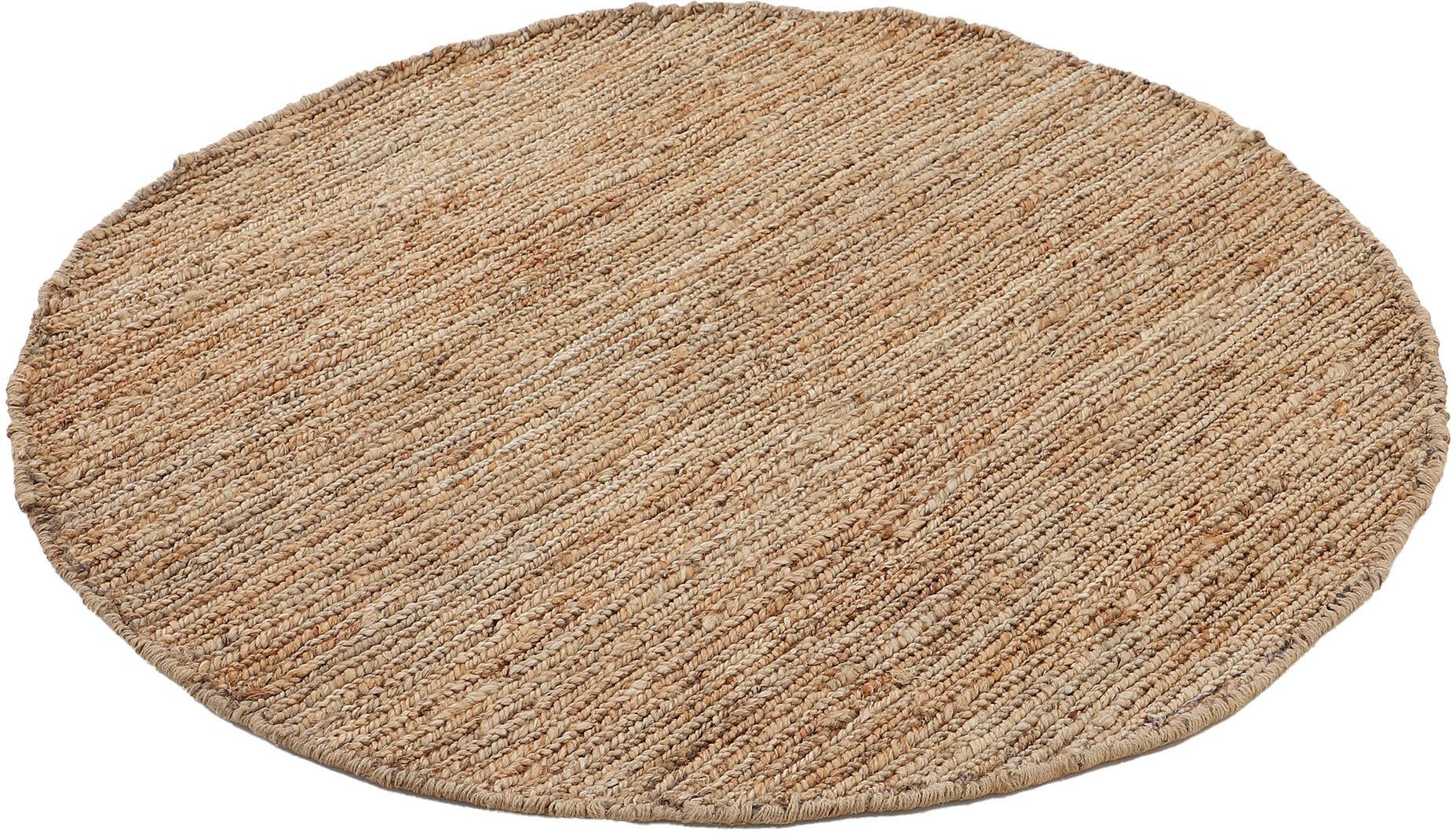 carpetfine Teppich Nala Juteteppich Naturfaser, rund, Höhe: 9 mm, wendbar, aus 100% Jute, in vielen Größen und Formen, quadratisch, rund