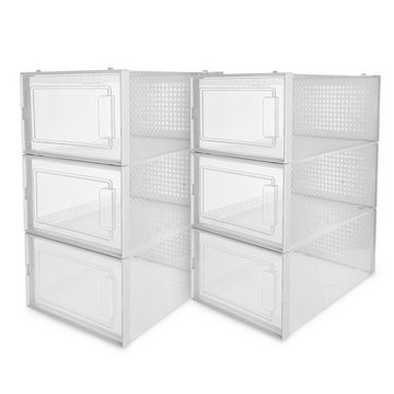 Navaris Schuhbox, Schuhkarton Schuhkasten Aufbewahrung Set mit 6 Boxen- transparente Seiten und Frontöffnung - platzsparend und stapelbar