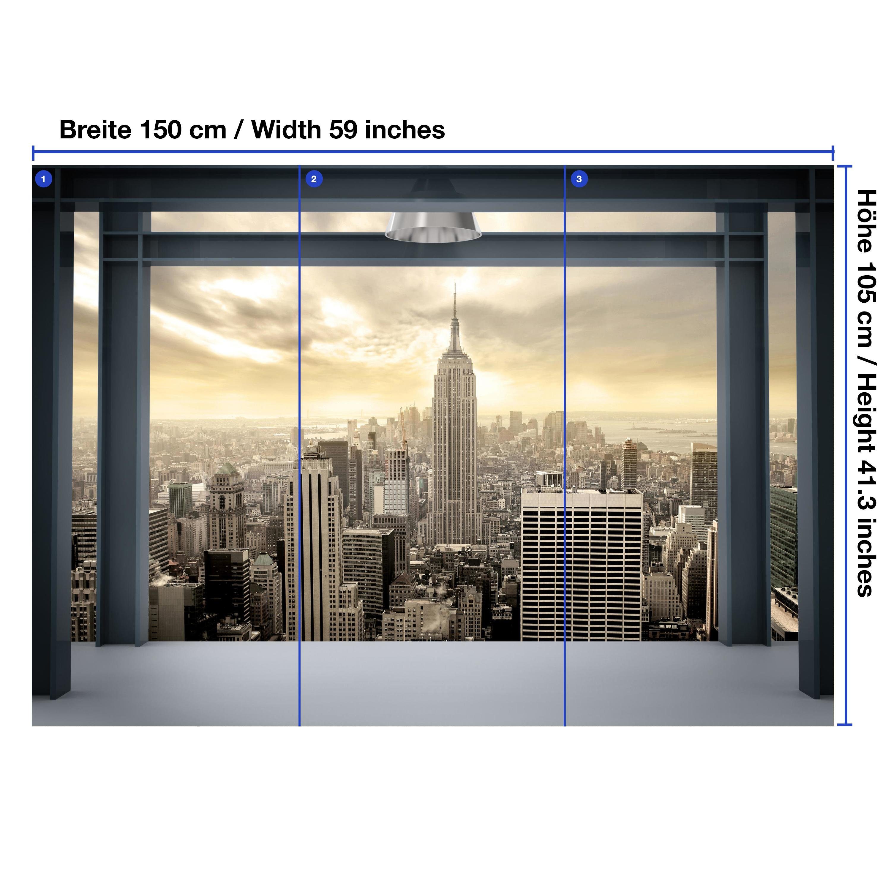 matt, aus wandmotiv24 York, New Vliestapete Wandtapete, glatt, von Fenster dem Motivtapete, Blick Fototapete