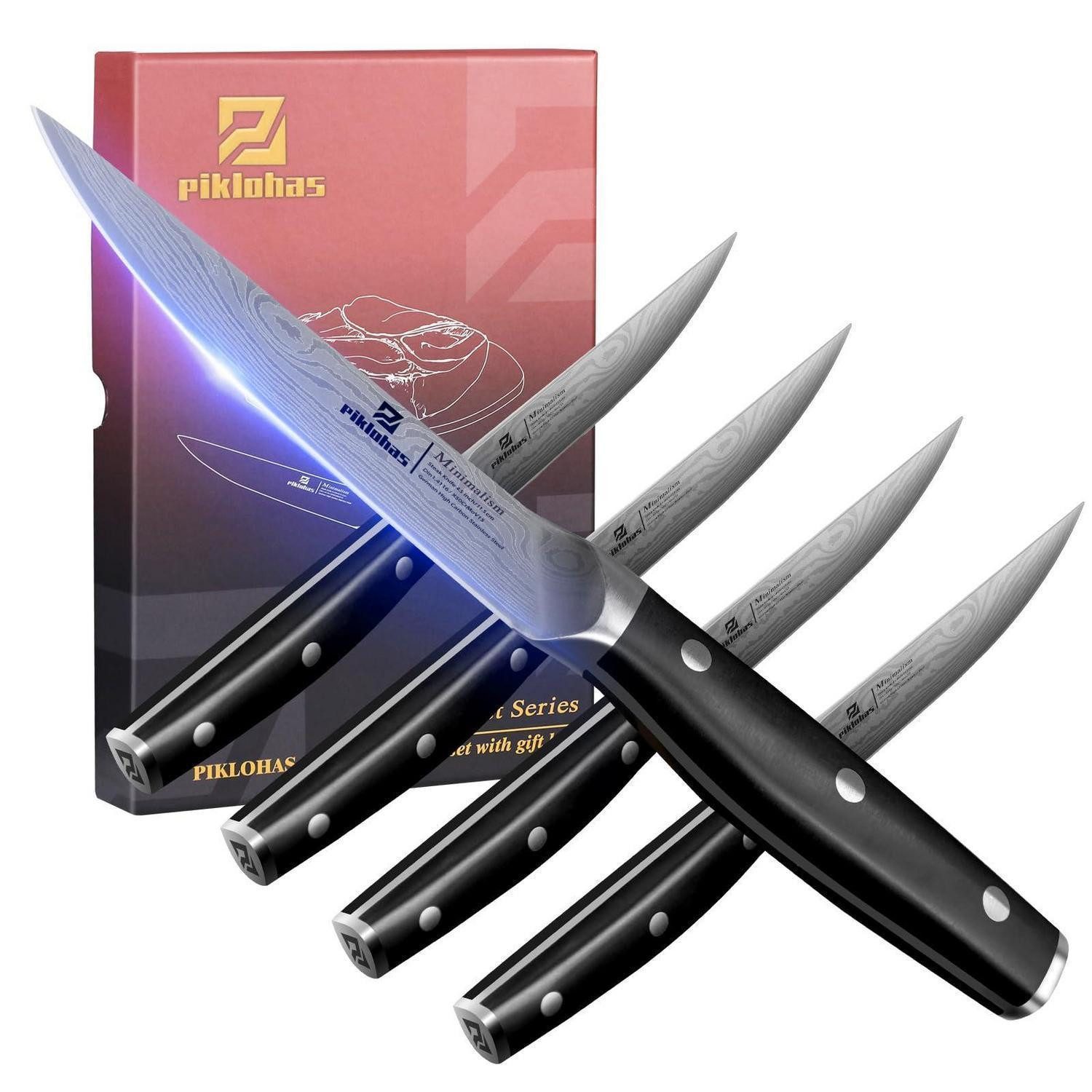 LuxusKollektion Steakmesser Steakmesser Set 4,5 Zoll Glattklinge Damastmuster
