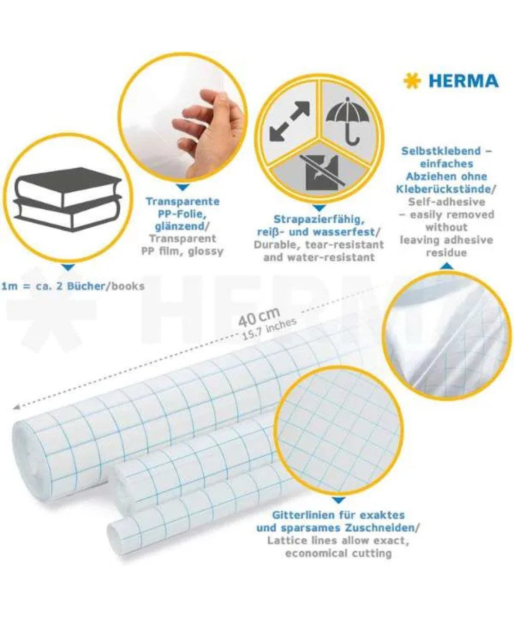 HERMA Schutzfolie Herma Buchcover selbstklebend 1mx40cm, (packung, 1-St., selbstklebend), Schutzfolie Rolle 1x 1m